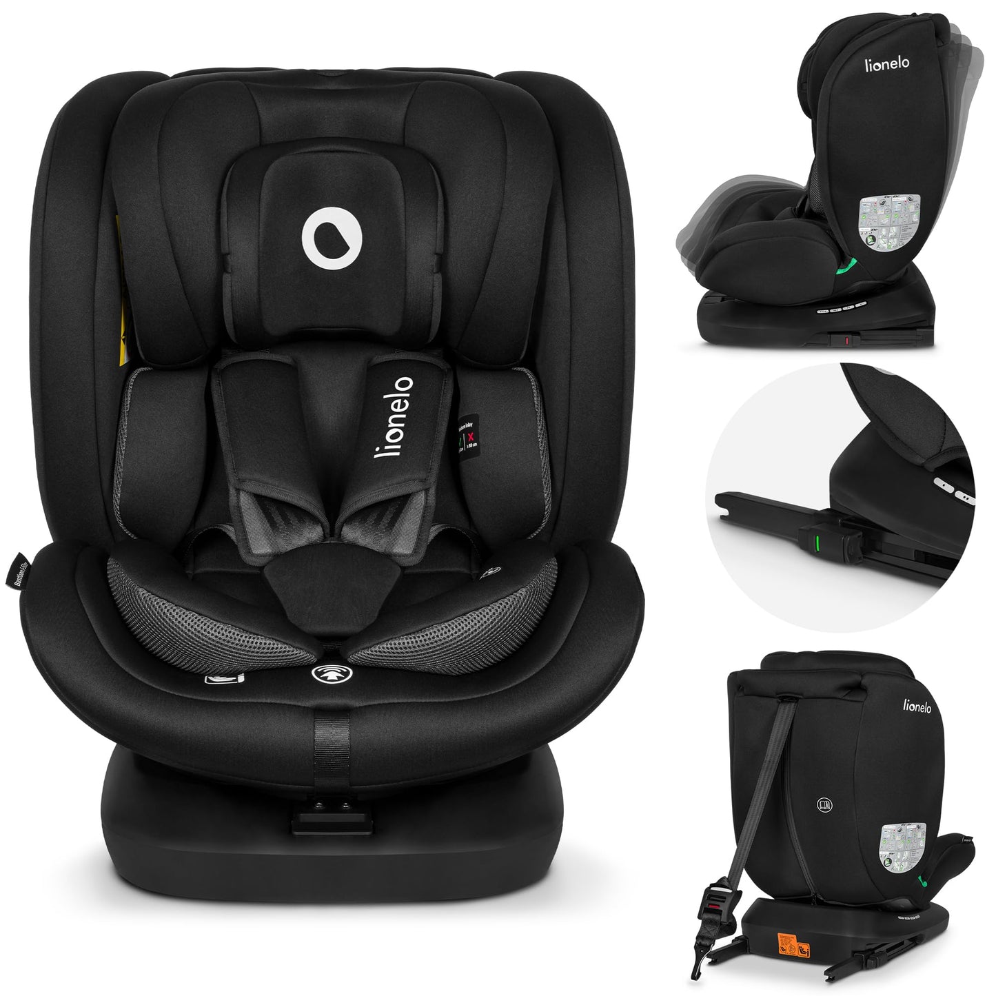 LIONELO Bastiaan i-Size One 360o drehbarer Autositz für Kinder von 40-150 cm, Montage in Fahrtrichtung und entgegen der Fahrtrichtung möglich, ISOFIX Pas TopTether Einstellbare Rückenlehne - Meloni2