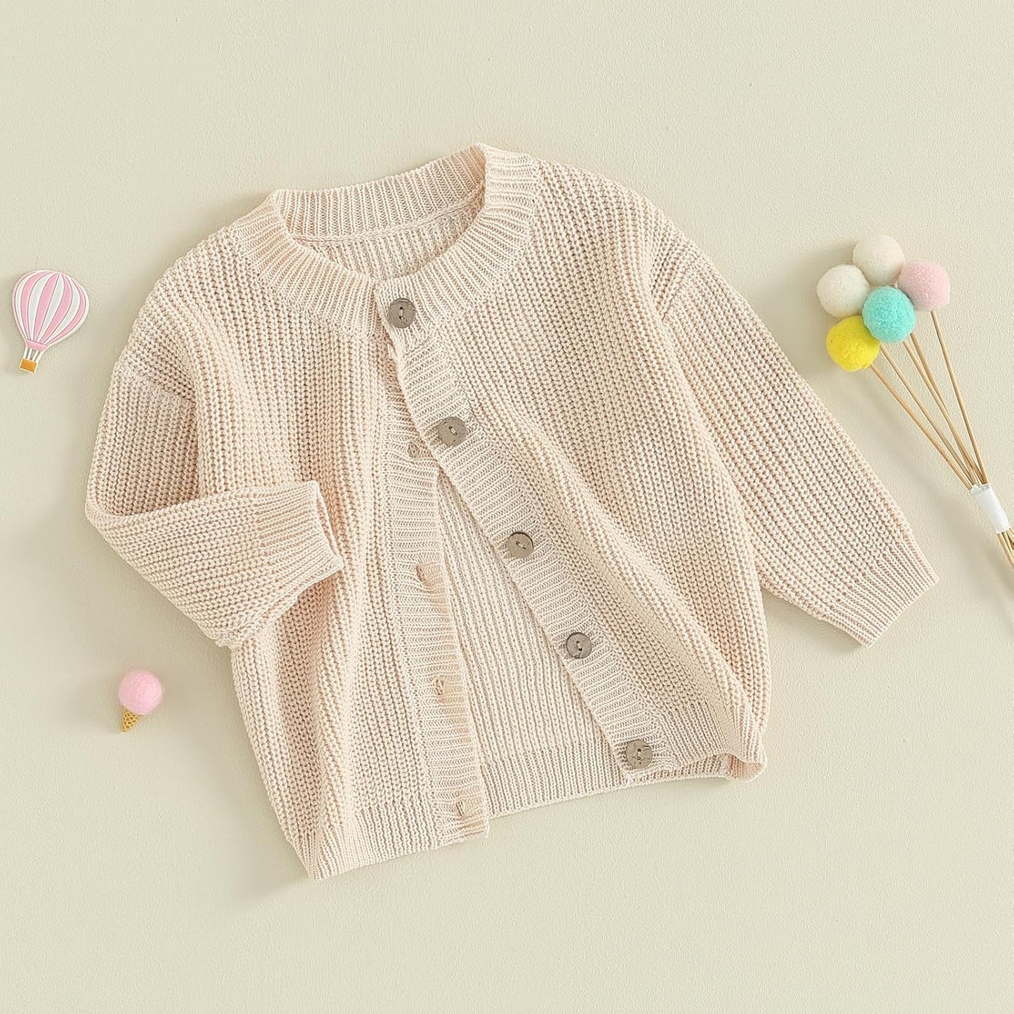 FOMOYUU Strickjacke für Kleinkinder und Neugeborene, Mädchen, langärmelig, Knopfleiste, Sweatshirt, Jacke, Herbst-Outfits