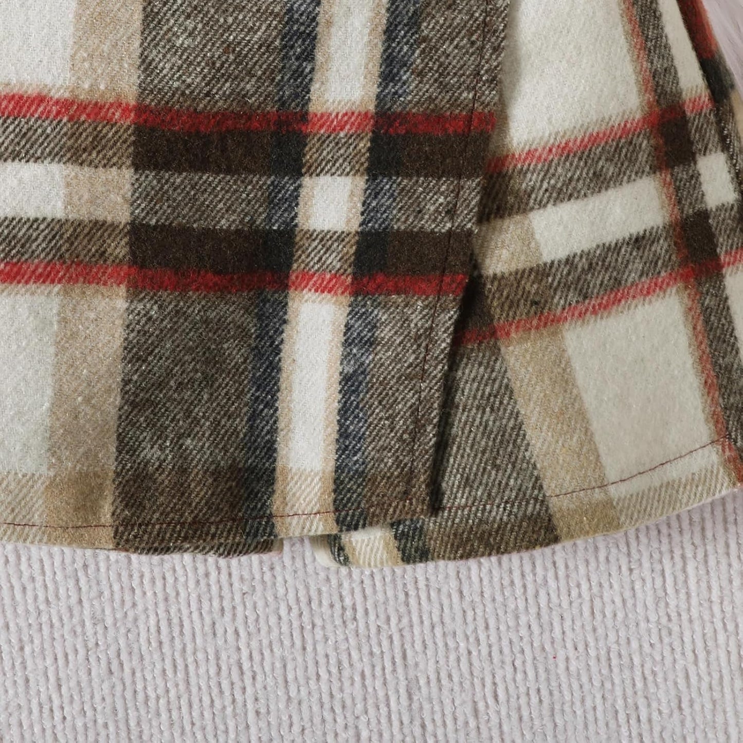 UUAISSO Kleinkind Baby Mädchen Kleidung Langarm Gerippte Oberteile Plaid Tweed Muster Rock Baskenmütze Herbst Knopf Outfits Sets
