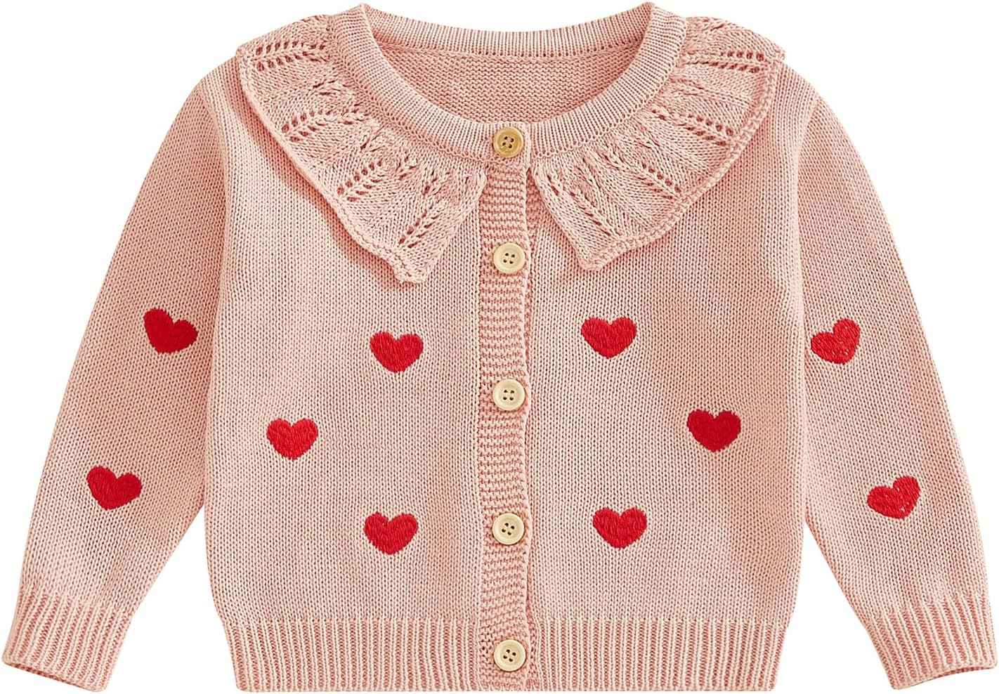 FOMOYUU Strickjacke für Kleinkinder und Neugeborene, Mädchen, langärmelig, Knopfleiste, Sweatshirt, Jacke, Herbst-Outfits
