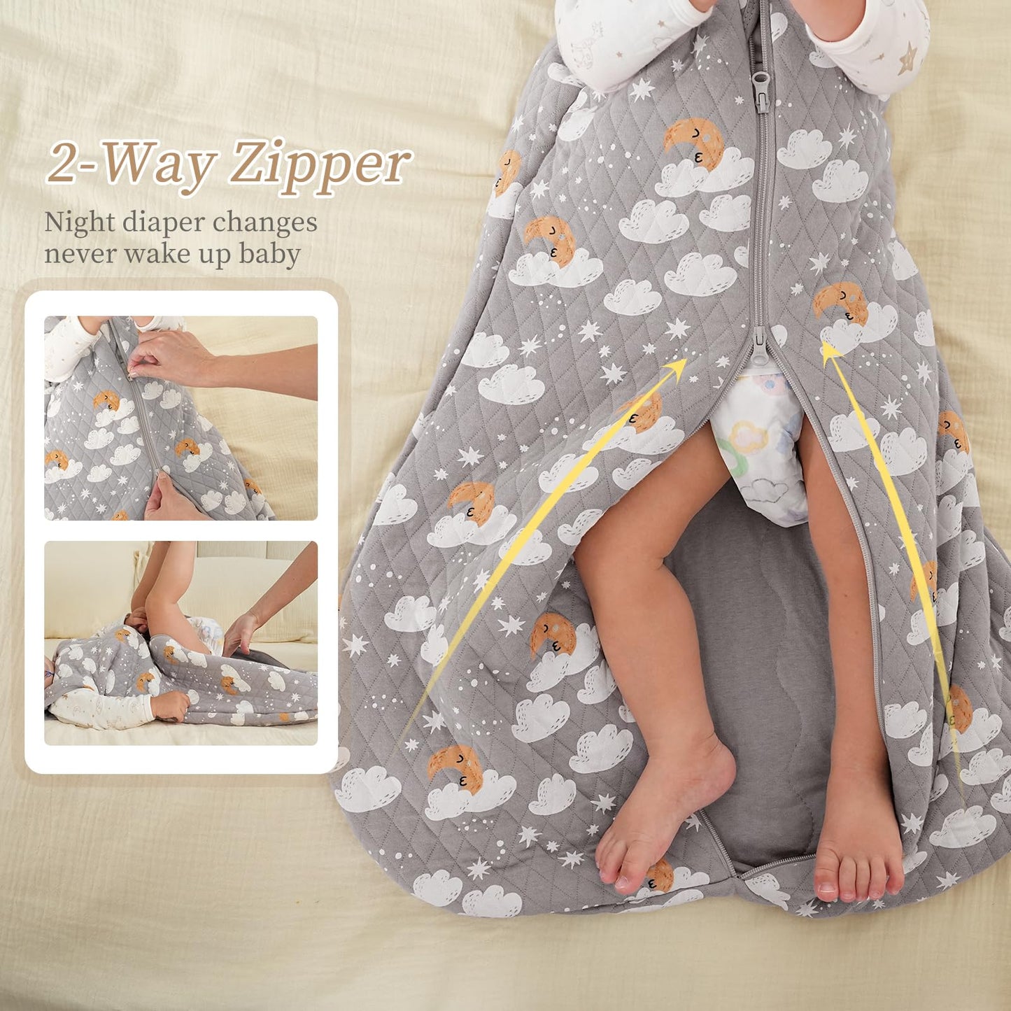Looxii Baby Winter Sleeping Bag, Cotton, 2.5 Tog, Warm Winter Sleeping Bag, Soft Baby Sleeping Bag, Newborn in 6-12 Months, Perfect for Autumn, Winter