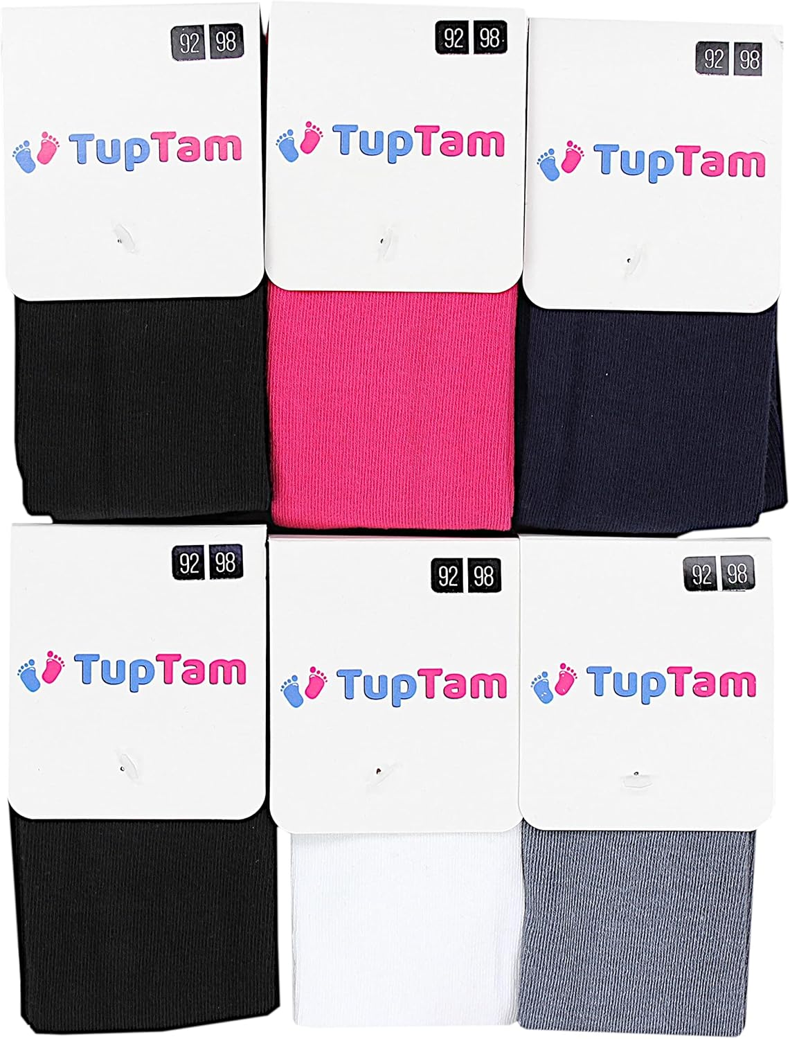 TupTam, Girls' Knitted Tights, Colourful Pattern, Pack of 6