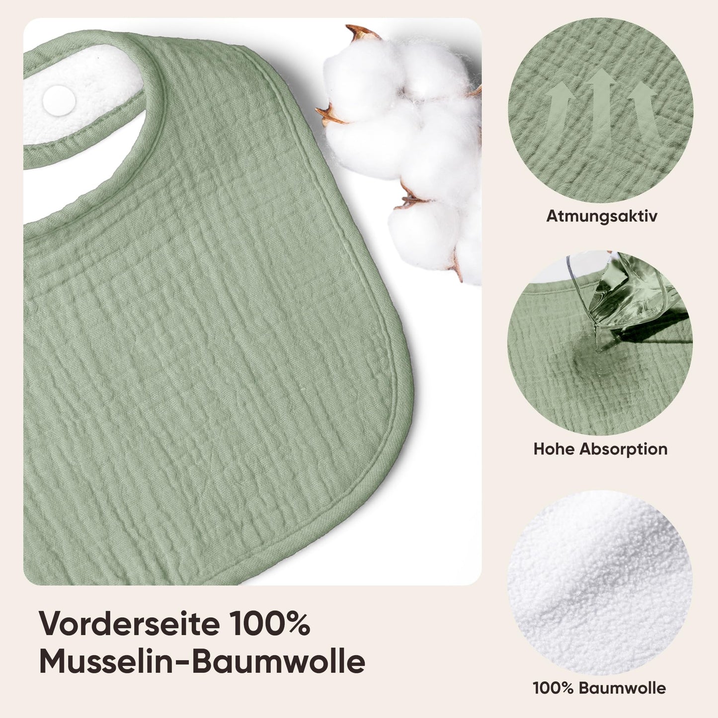 Bearmoss Lätzchen Baby Musselin Sabberlätzchen für Babys, 100% Baumwolle Quadratische Halstuch Baby Verstellbare Babylätzchen Weiche Sabberlätzchen für Junge und Mädchen,8 Stück