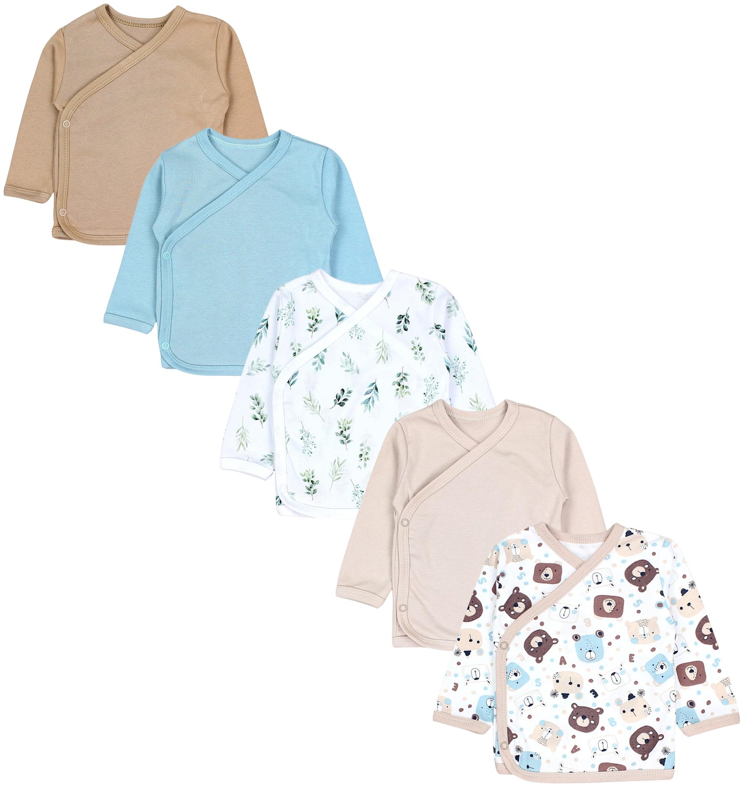 TupTam Baby Jungen Langarm Wickelshirt Baumwolle 5er Set