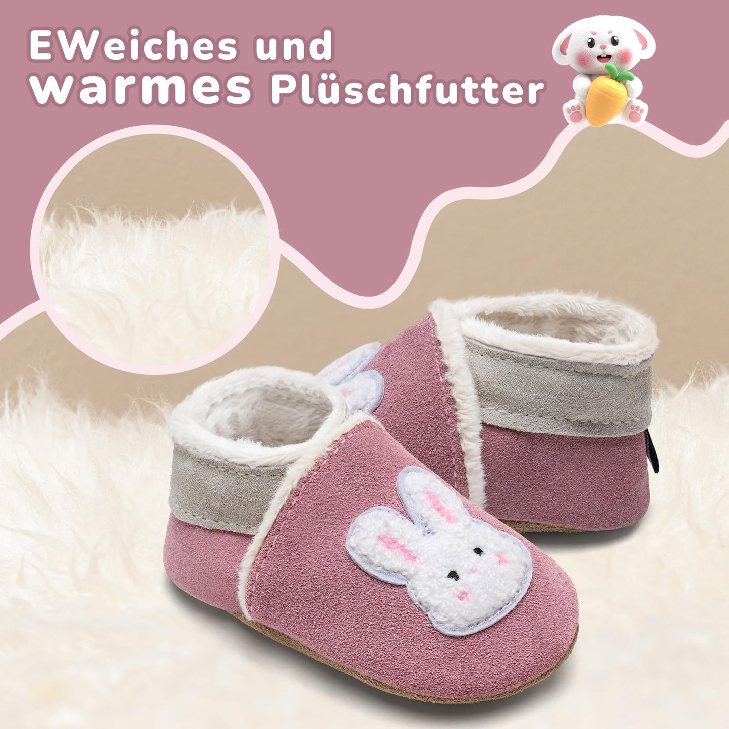 IceUnicorn Baby's Crawling Shoes, Winter First Walking Shoes, Baby Lined Leather Shoes, Soft Leather, Suede Soles, Leather Slippers
