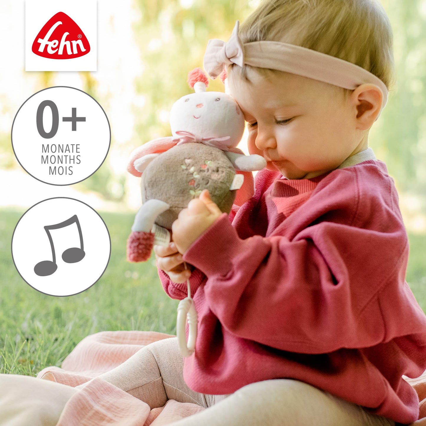 Fehn Mini-Spieluhr Otter – Kuscheltier & Einschlafhilfe: Aufzieh-Spieluhr mit sanfter Melodie Brahms Wiegenlied beruhigt in jeder Situation – für Babys und Kleinkinder ab 0+ Monaten