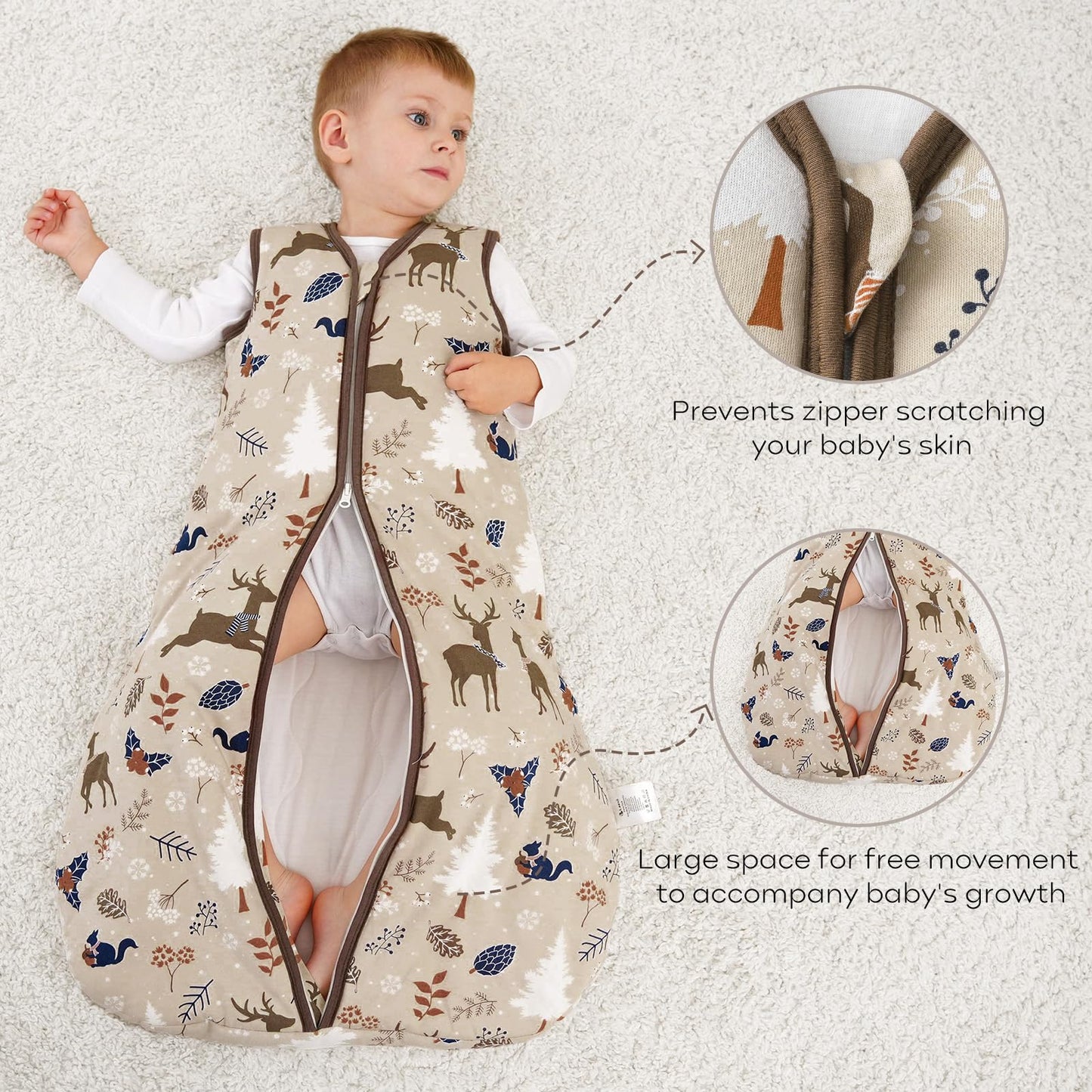Looxii Baby Sleeping Bag Winter Cotton Winter Sleeping Bag 2.5 TOG Sleeping Bags Warm Baby Sleeping Bag Newborn for Autumn Winter Pink Rabbit 12-18 Months