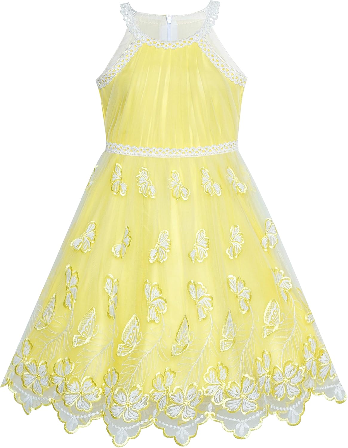 Sunny Fashion Mädchen Kleid Türkis Schmetterling Gestickt Halfter Kleid Party Gr. 104-146