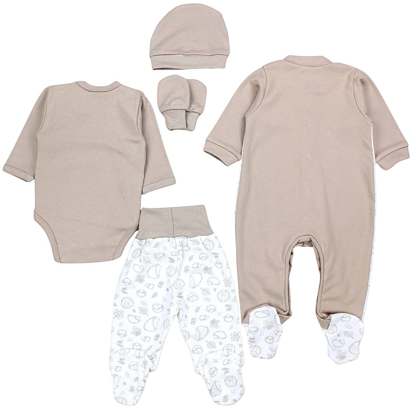 TupTam Baby Kleidung Set Jungen Langarm Bekleidung Neugeborene Füßlingen Hose Body Strampler Mütze 5 tlg