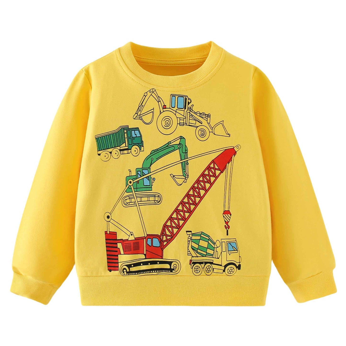 Pilipulu Sweatshirt Boys Kids Pullover Boys Cotton Long Sleeve Shirt Kids Dinosaur Digger Warm Tops 2-7 Years Size 92 98 104 110 116 122