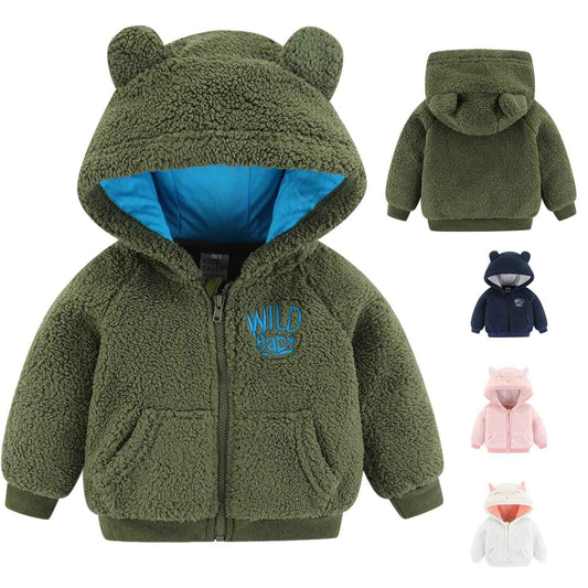Gajaous Newborn Baby Girls Boys Fleece Hooded Jacket Zip Bear Coat Warm Winter Outwear