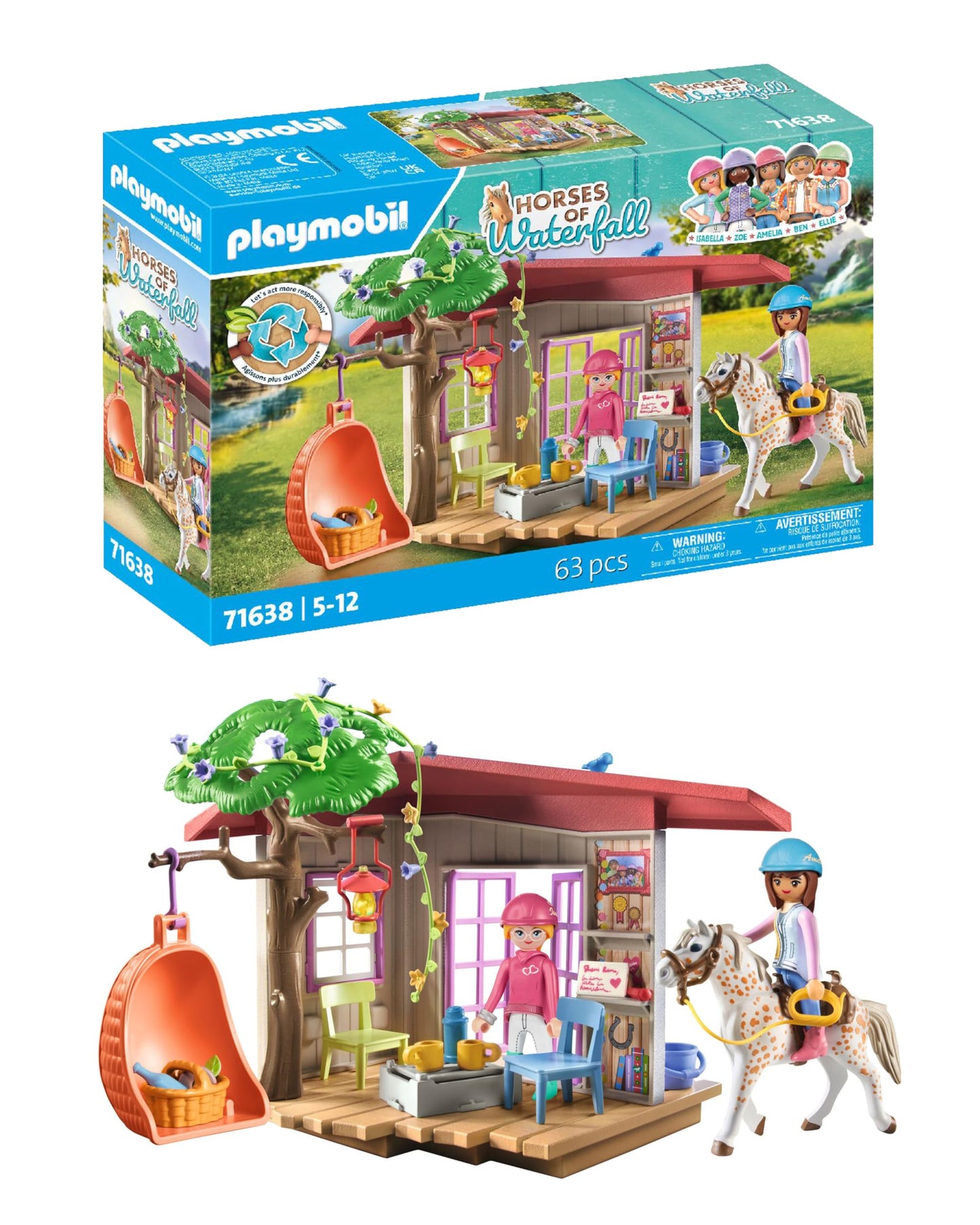 PLAYMOBIL Horses of Waterfall 71351 Waterfall Ranch, magisches Wasserfall-Paradies für Pferdefreunde, nachhaltiges Spielzeug für Kinder ab 5 Jahren