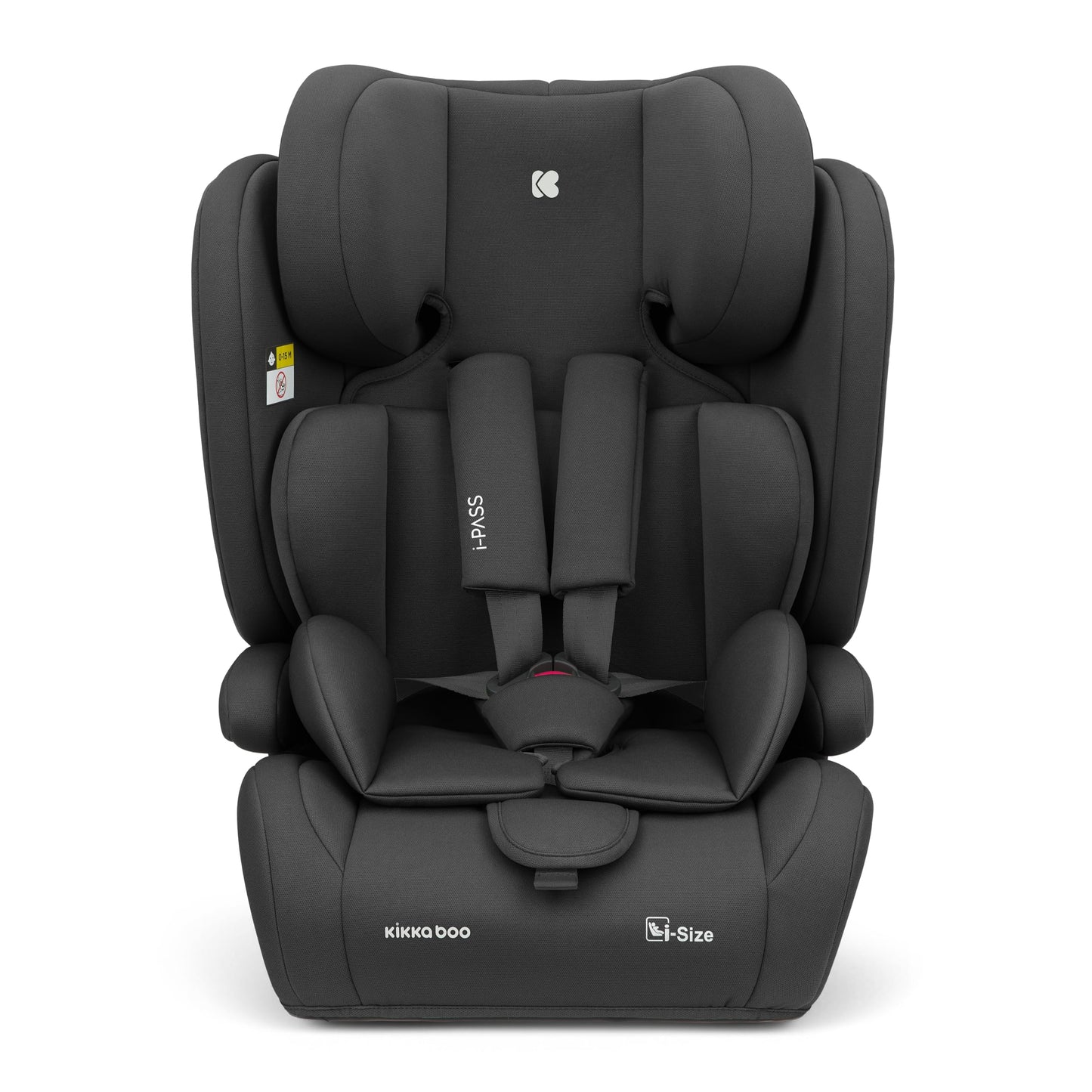 KikkaBoo i-Pass, Kindersitz 9–36 kg, Gruppe 1/2/3 Auto Kindersitz für Kinder 76–150 cm (15 Monate – 12 Jahre), i-Size, 13-fach verstellbare Kopfstütze, Schwarz - Meloni2