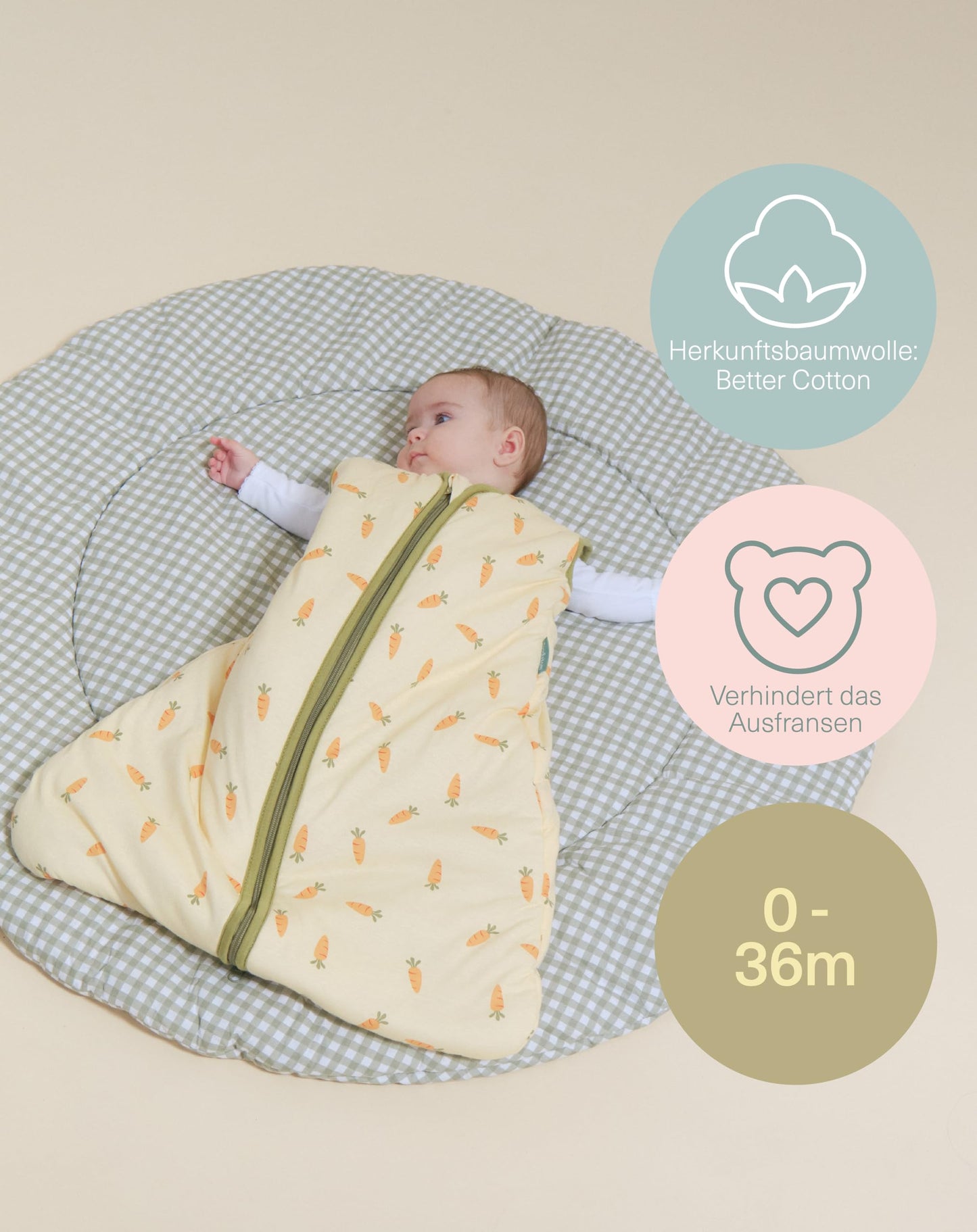 molis&co - Baby Sleeping Bag 2.5 TOG - All-Year Sleeping Bag - Baby Sleeping Bag Newborn - 100% Cotton (Oeko-Tex 100), Sleeveless Winter Sleeping Bag Padded - Premium Quality - Colima (70 cm)