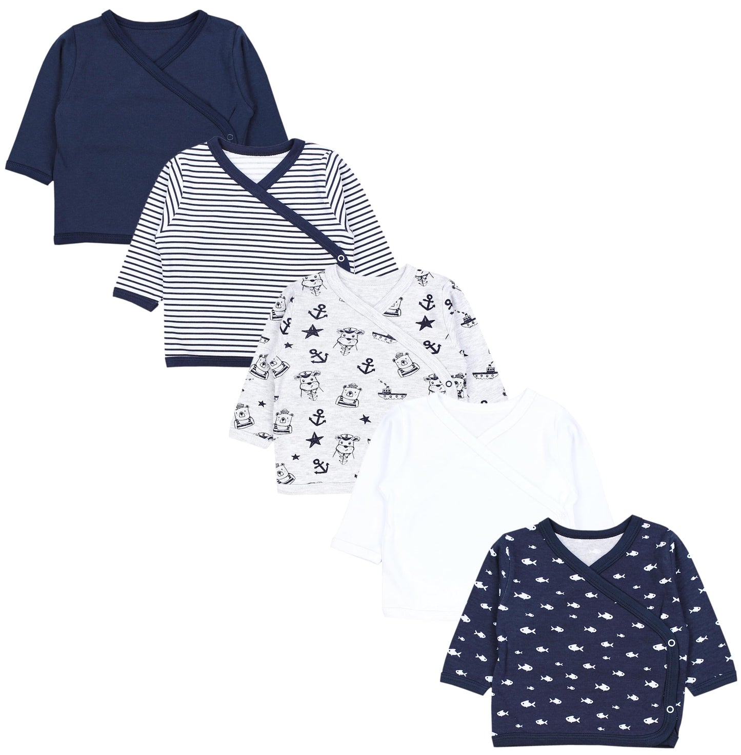 TupTam Baby Jungen Langarm Wickelshirt Baumwolle 5er Set