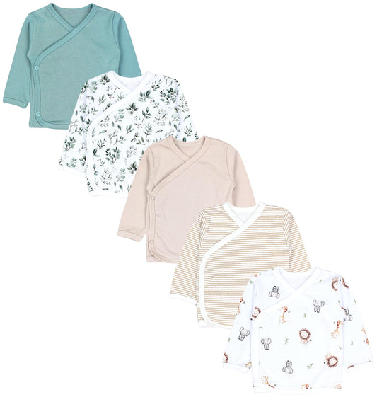 TupTam Baby Jungen Langarm Wickelshirt Baumwolle 5er Set