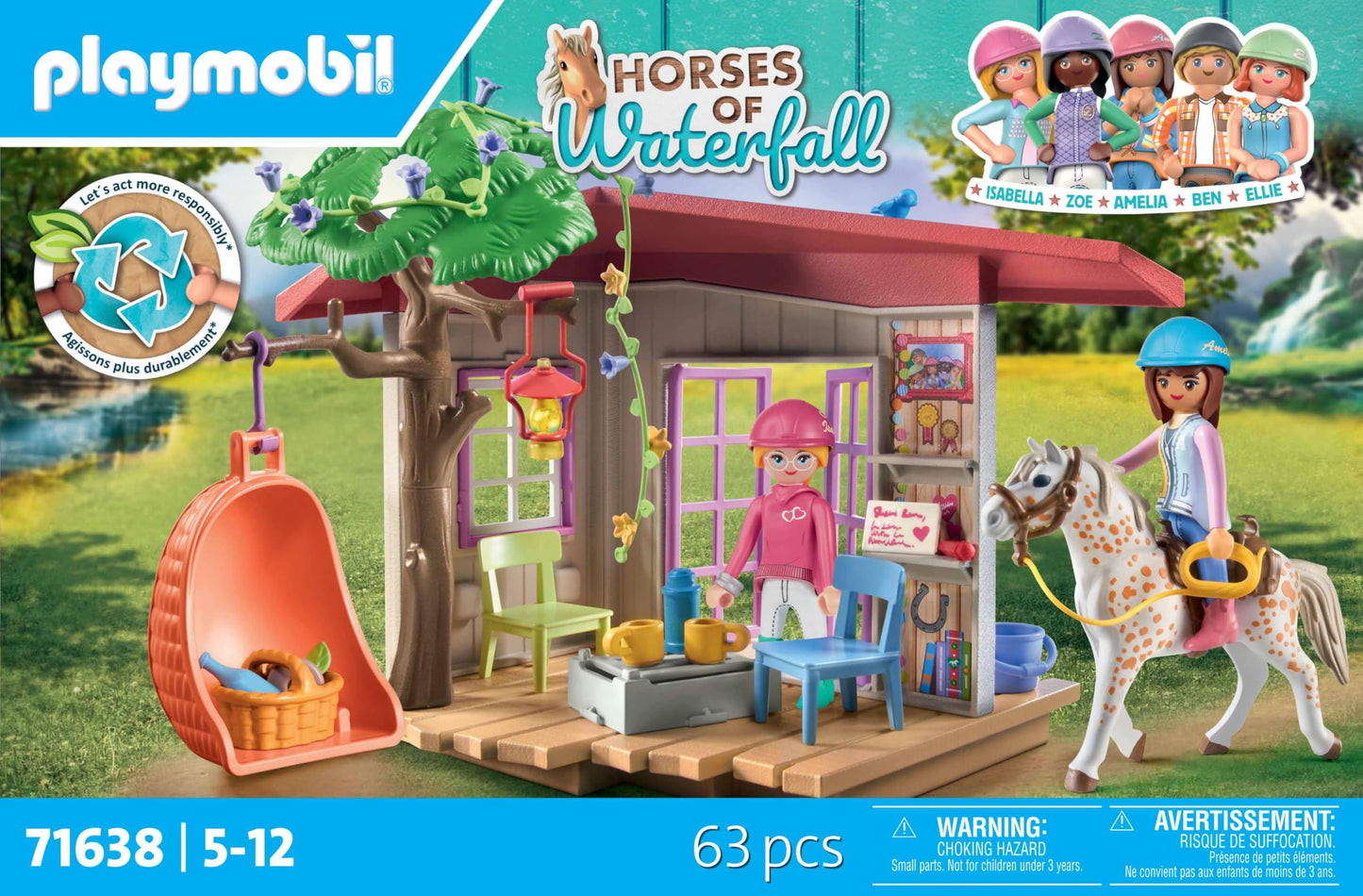 PLAYMOBIL Horses of Waterfall 71351 Waterfall Ranch, magisches Wasserfall-Paradies für Pferdefreunde, nachhaltiges Spielzeug für Kinder ab 5 Jahren