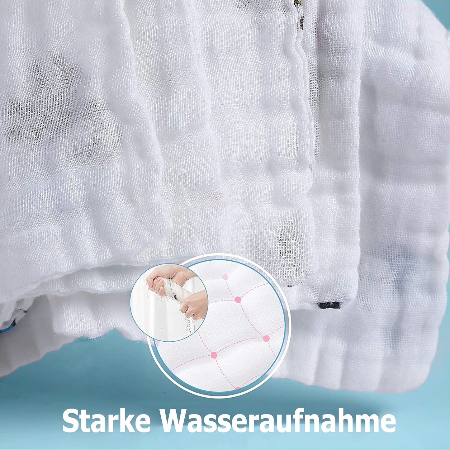Koo-dib Baby Musselin Waschlappen Tuch Mullwindeln Spucktücher -Handtücher Weiche Neugeborene Gesichtstücher Saugfähig Junge Mädchen Sabberlätzchen 10 Stück 25x25 cm lätzchen