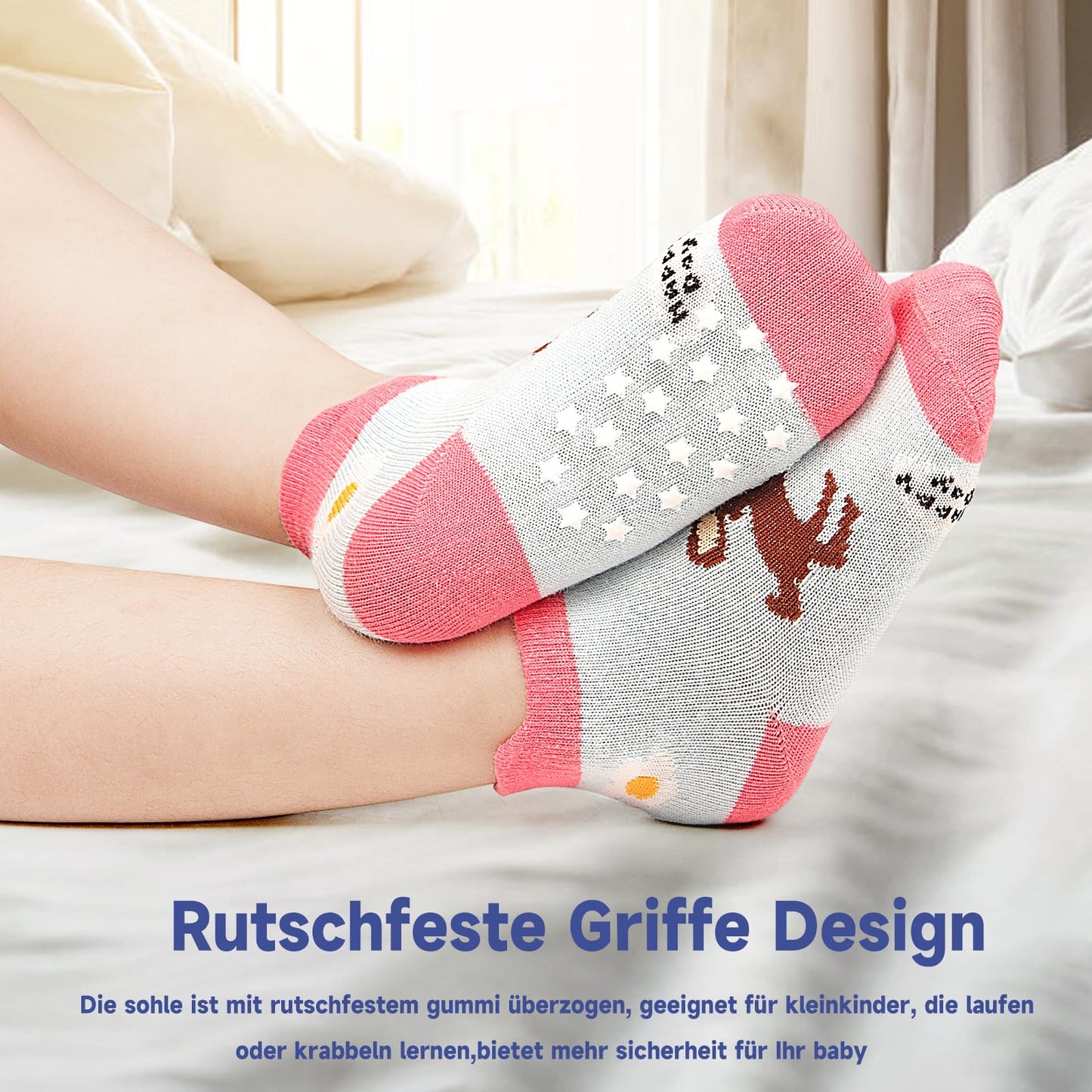 GRPSKCOS Stoppersocken Kinder 12 Paar ABS Socken Rutschfeste Socken Kleinkind Antirutschsocken für 1-7 Jahre Jungen Mädchen
