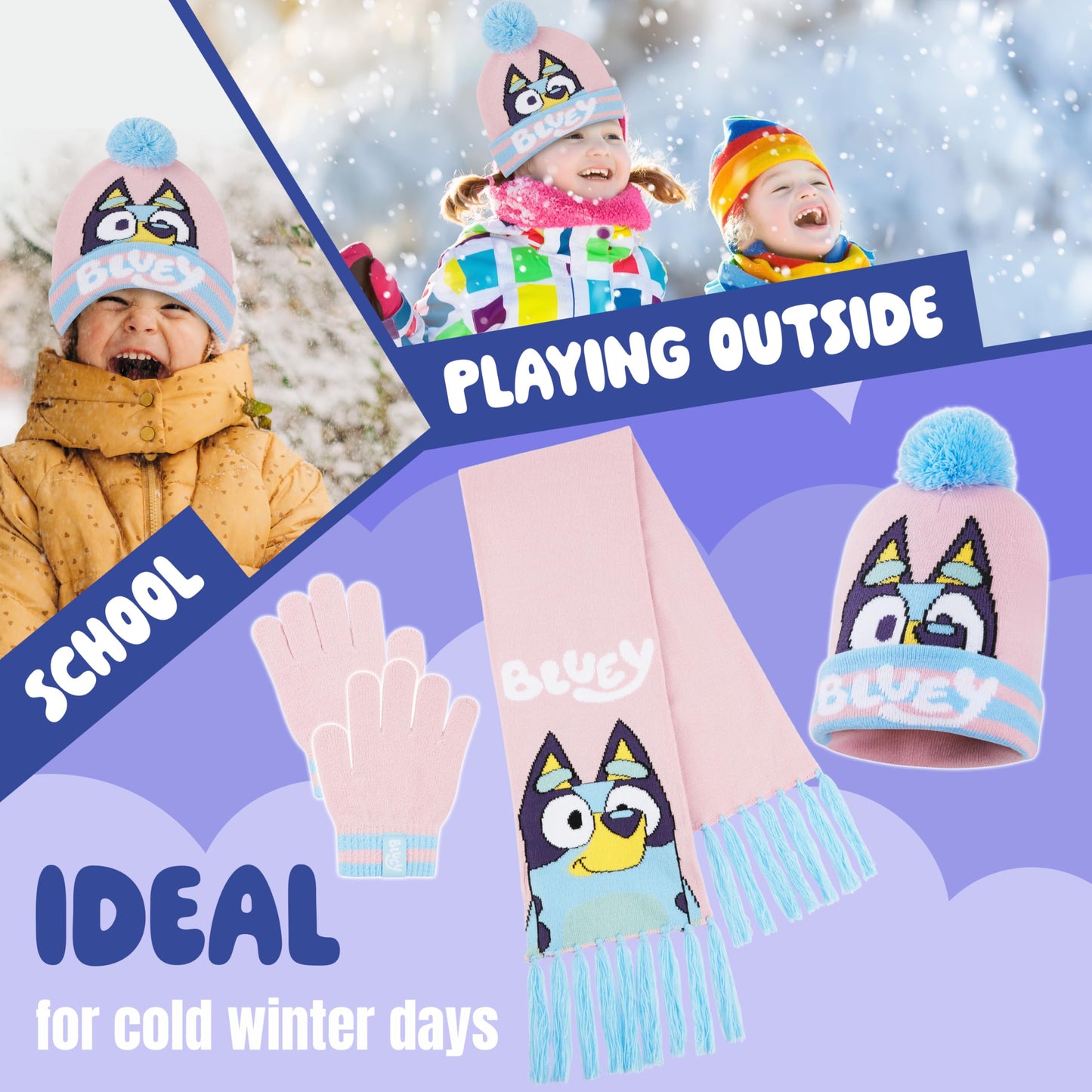 BlueY Girls' Winter Hat, Scarf and Glove Set - Children's Gifts