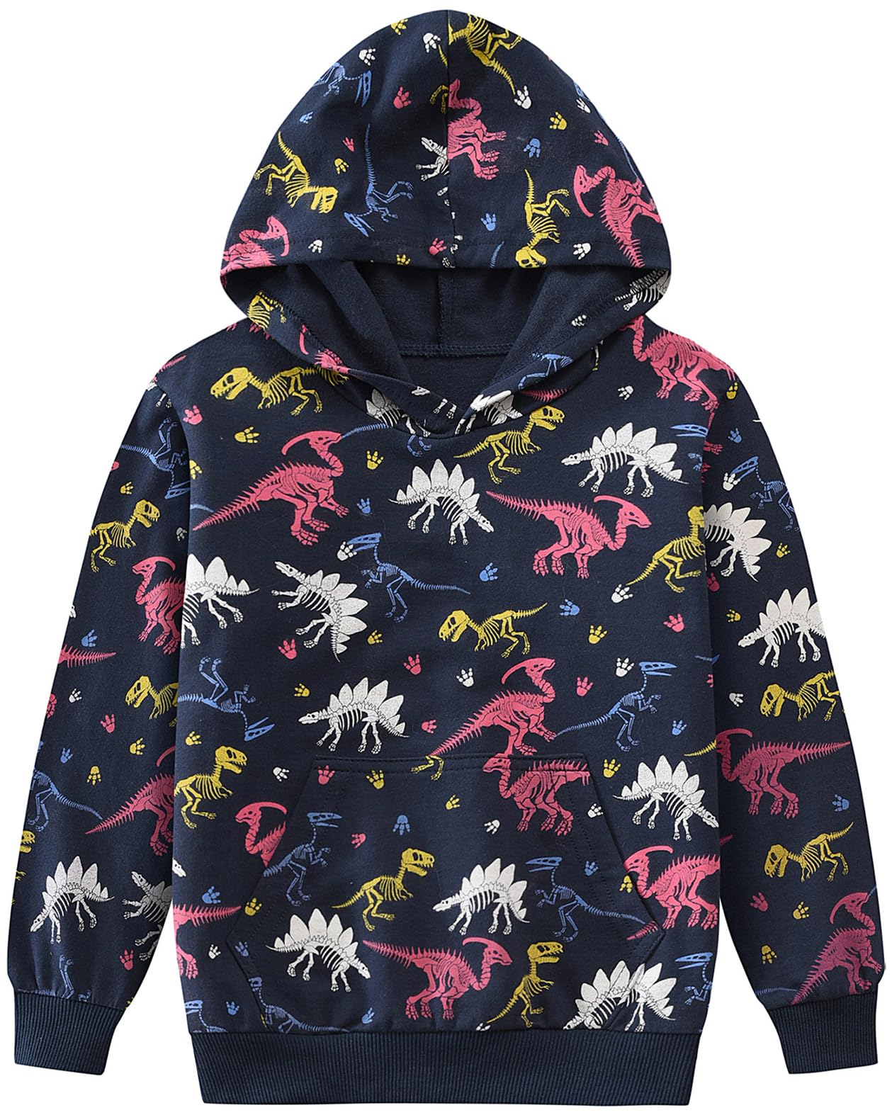 CM-Kid Hoodie Jungen Kapuzenpullover Langarm Bunt Kinder Sweatshirts Traktor Truck Dinosaurier Tops 1-7 Jahre Gr.92-134