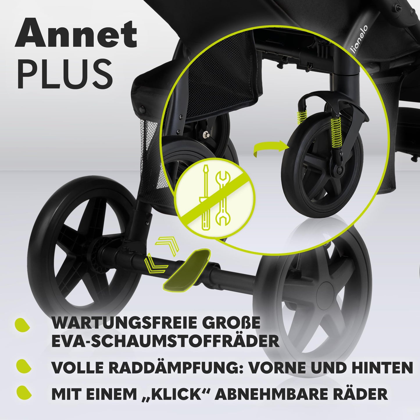 LIONELO Annet Plus Buggy up to 22 kg with Reclining Function, Small Folding Pushchair with Accessories, EVA Foam Wheels, Mosquito Net, Foot Cover Drink Holder, Basket Dreamin