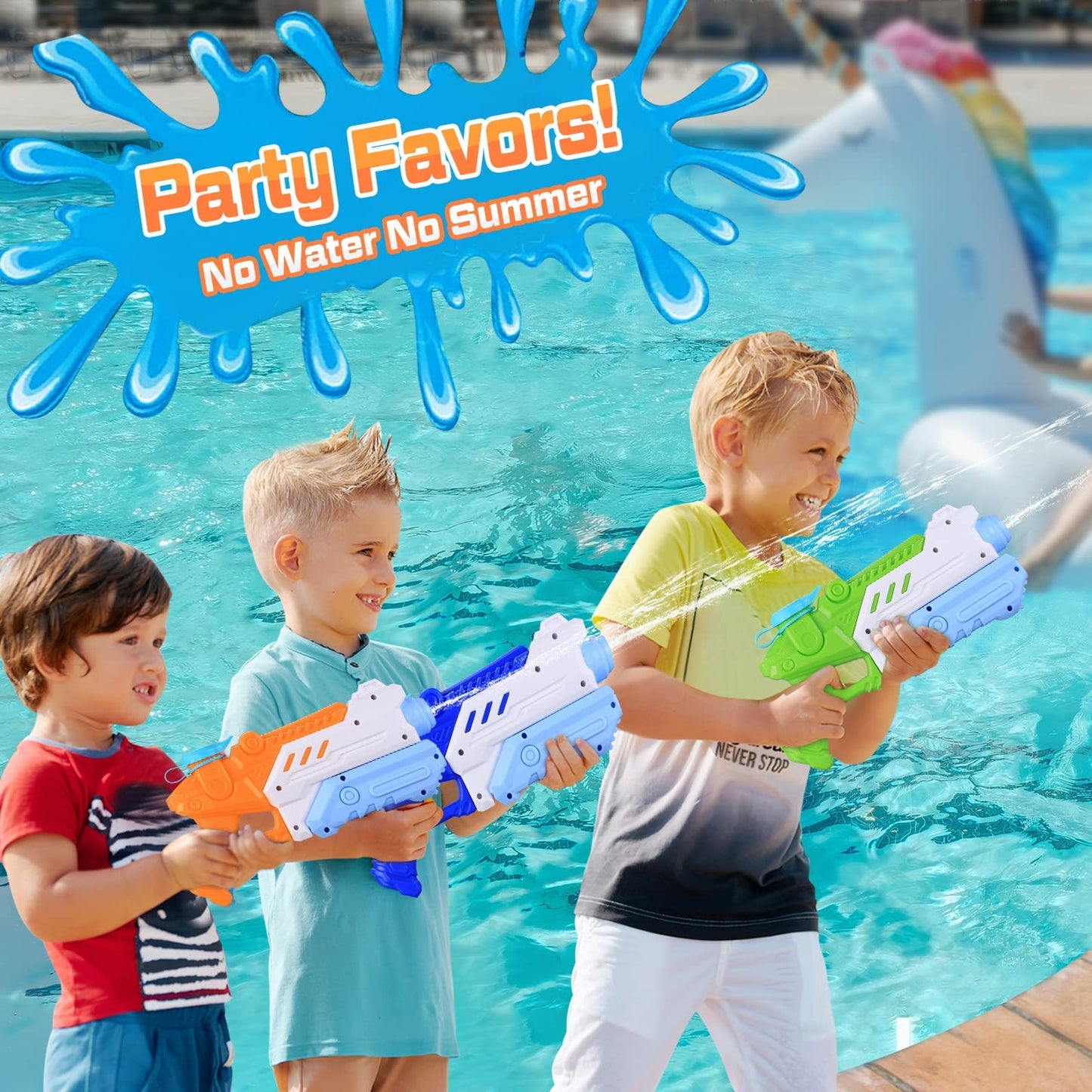 RONSTONE Wasserpistole Kinder 4 Stück - Wasserpistolen mit 9 Meter großer Reichweite und 300ML Wasserkapazität - Sommer Schwimmbad Pool Strand Wasserschlacht Wasserspritzpistole Spielzeug