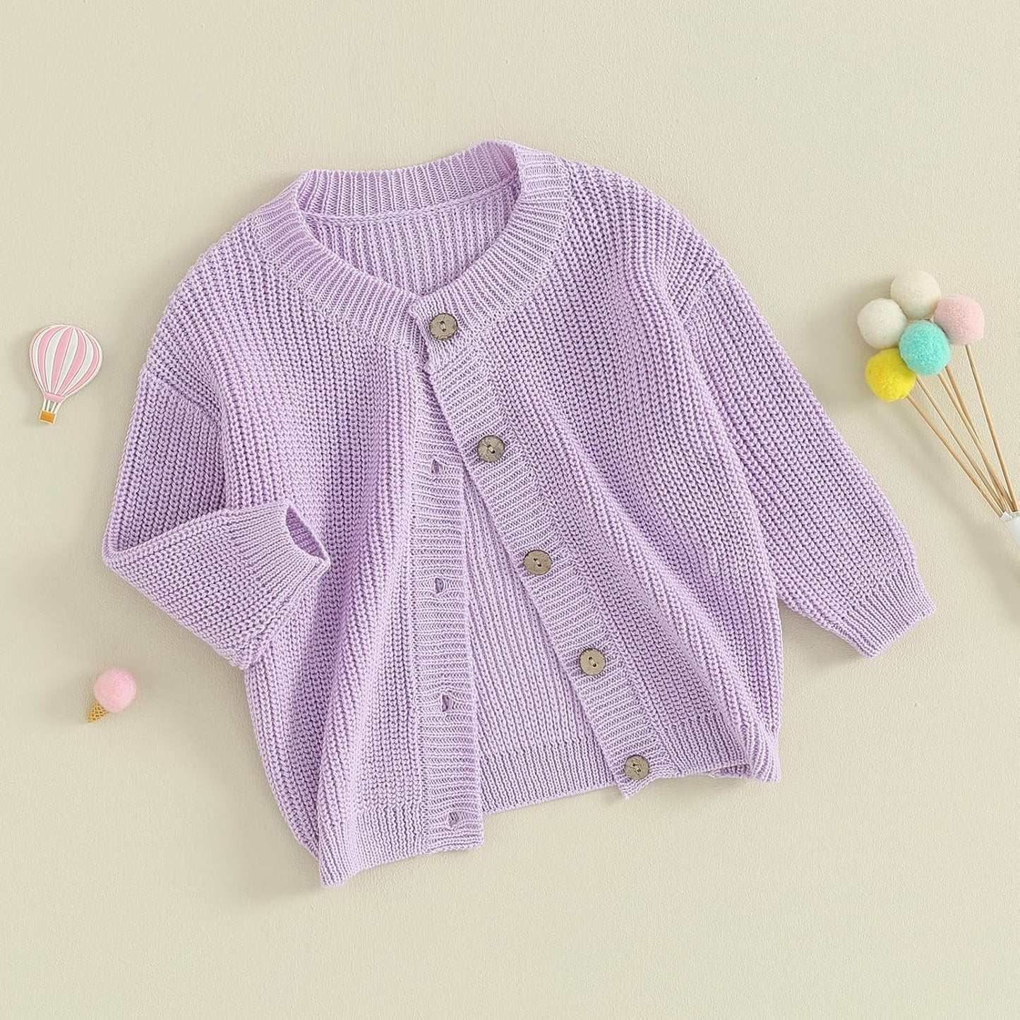 FOMOYUU Strickjacke für Kleinkinder und Neugeborene, Mädchen, langärmelig, Knopfleiste, Sweatshirt, Jacke, Herbst-Outfits