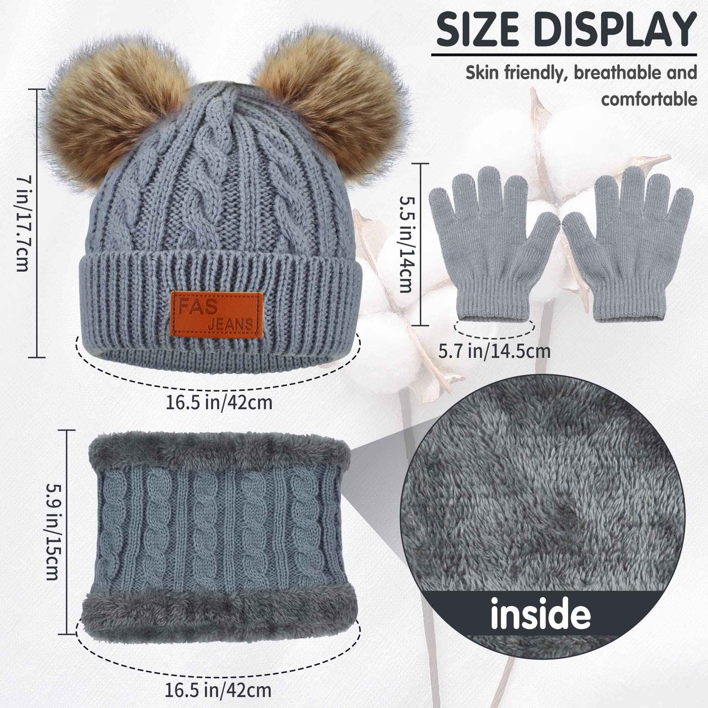 Kinder Wintermütze Schal Handschuhe Set - Strickmütze Beanie Hut für Mädchen Jungen 3-8 Jahre - Warme Winter Bekleidung