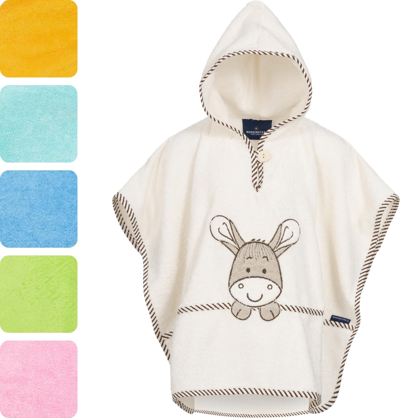 Morgenstern Bath Poncho Children's Baby Girls Boys 100% Cotton Oeko-Tex Baby Bath Towel Hooded Towel Bathrobe Terry Cloth