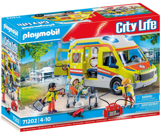 Playmobil City Life 71202 Ambulance with Light and Sound, Toy for Children from 4 Years
