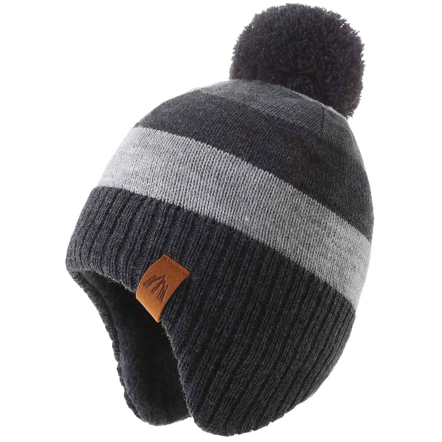 AHAHA Girls' Winter Hat, Earflap Beanie, Pompom Knitted Hats