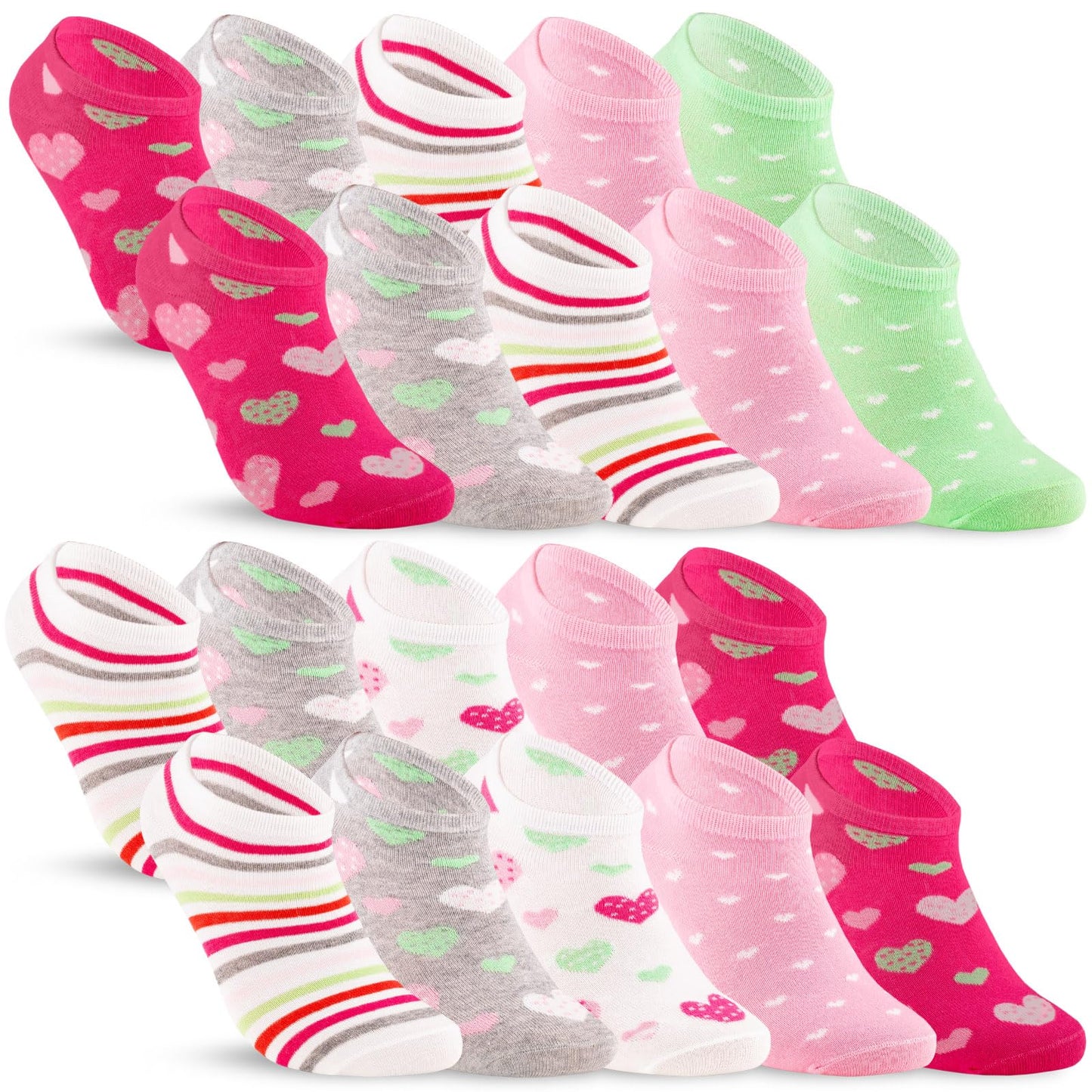 10 Paar Kinder Sneaker Socken Jungen & Mädchen Baumwolle Kindersocken