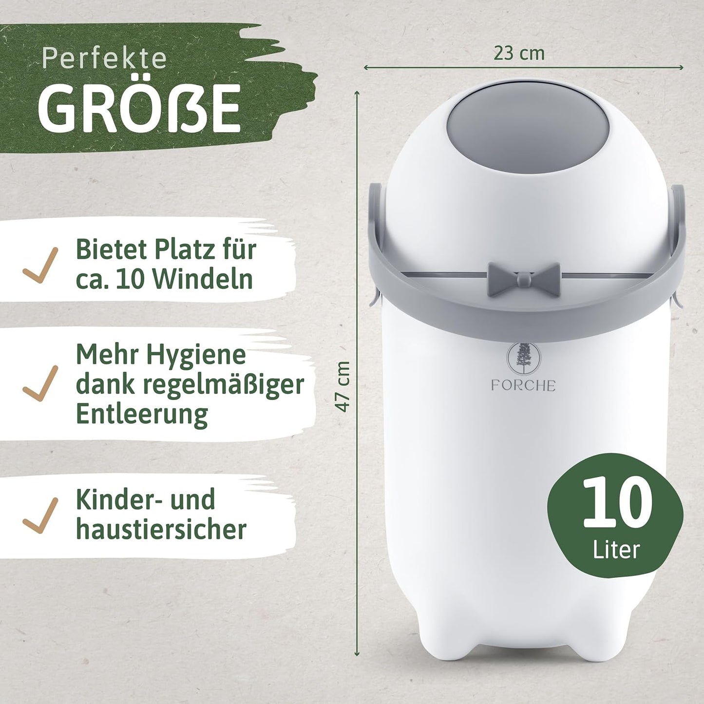 Forche® Windeleimer Baby Mülleimer Geruchsdicht Windelmülleimer ohne teure Nachfüllkassetten, perfekt für einen ganzen Tag,