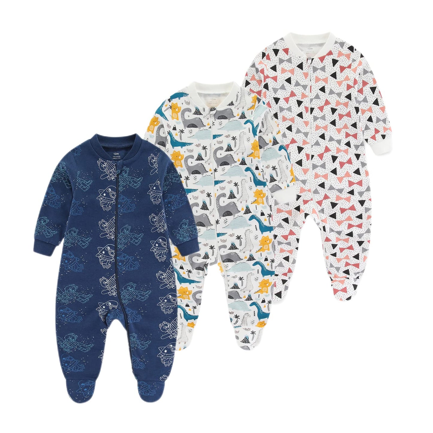 Chamie Baby Rompers Long Sleeve Cotton Rompers 0-3m/3-6m/6-9m/9-12m