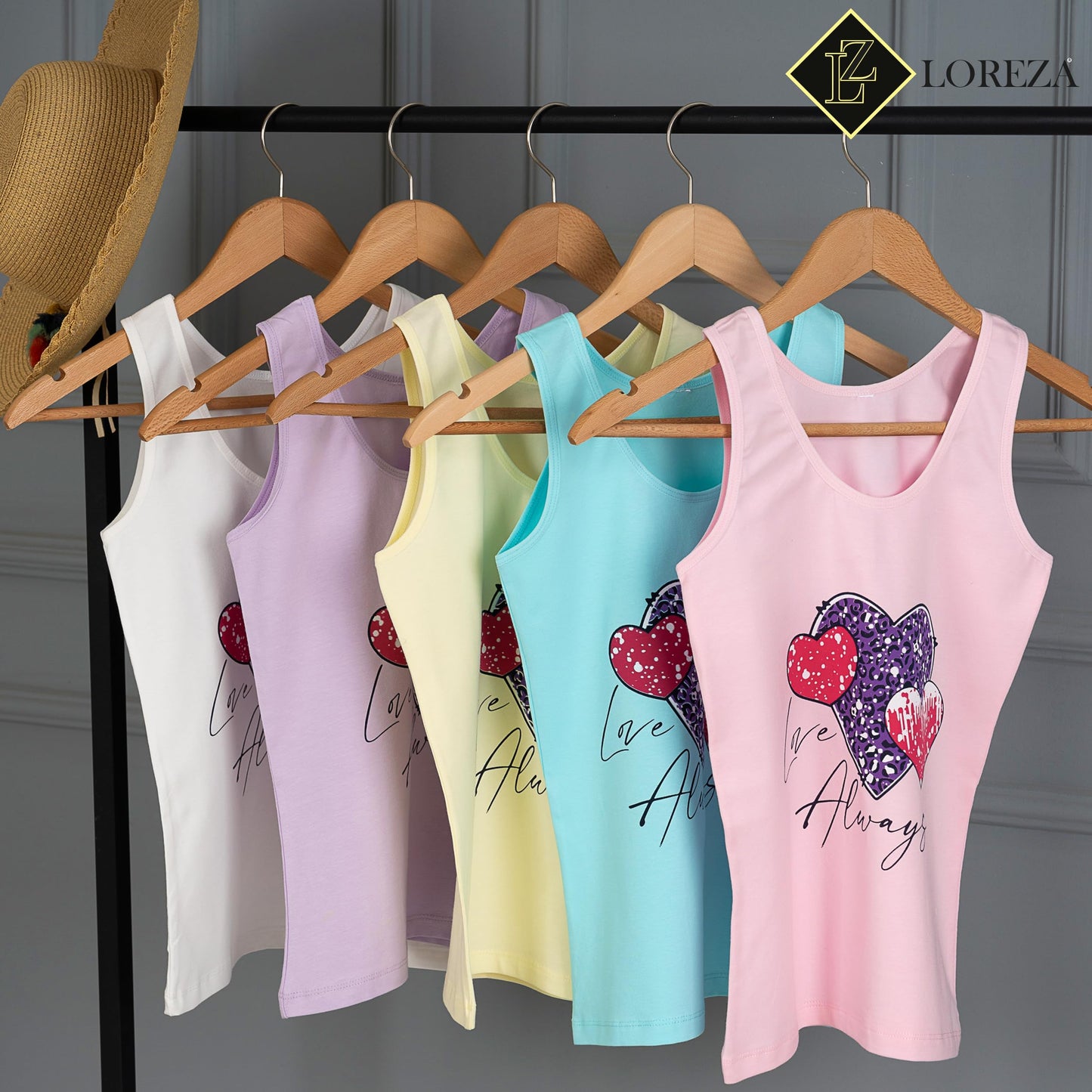 LOREZA ® 5 girls' cotton undershirts tank tops - sizes 92-170