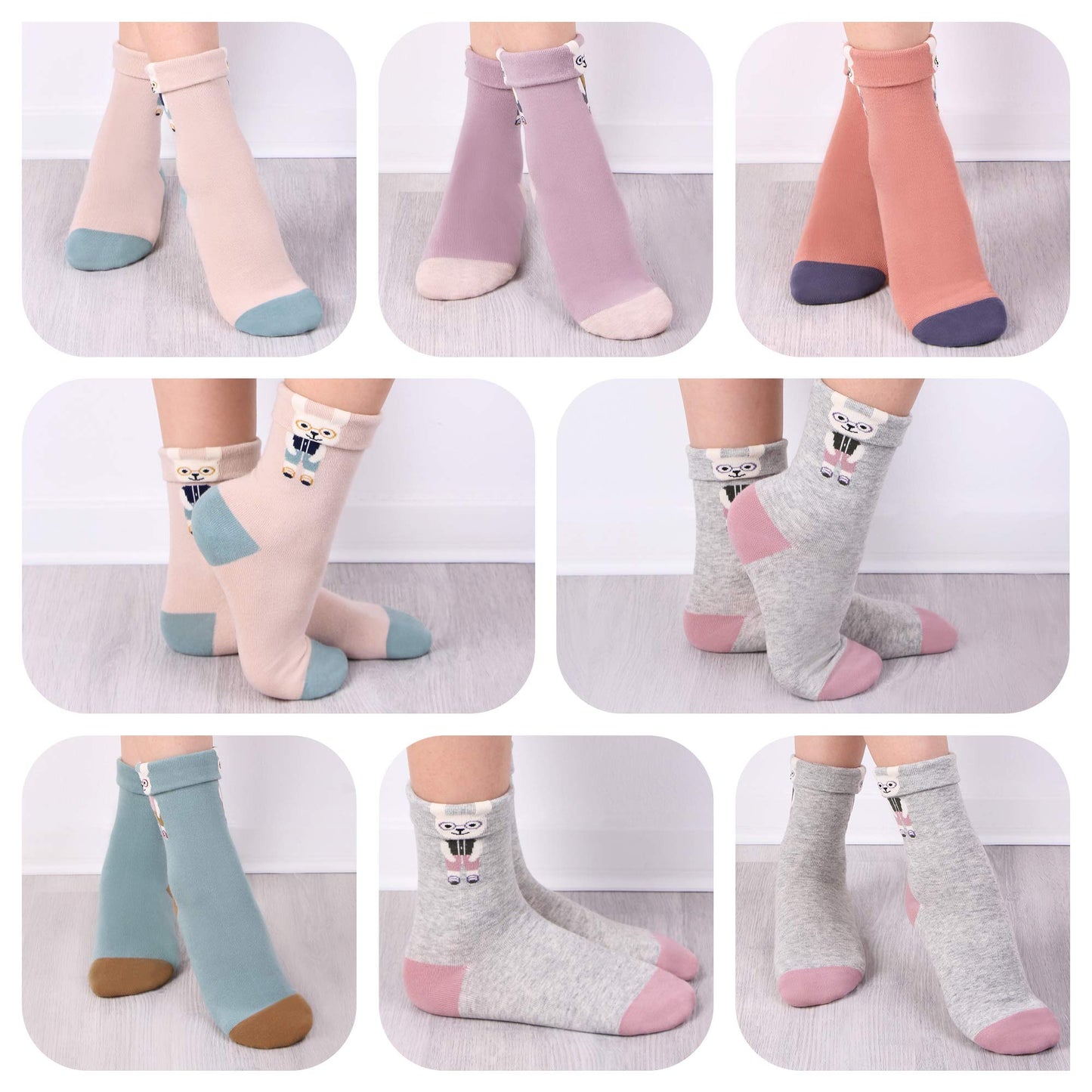 L&K-II 10/12 Paar Kinder Mädchen Socken mit niedlichen Herzmustern Kids Füßlinge Sneakersocken bunt 2825