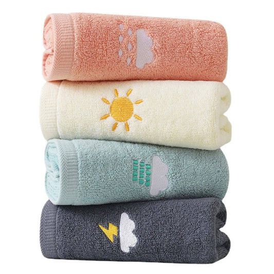 Guaksxi Pack of 4 Face Cloths Children's Towels Soft 4 Colours Children's Bath Towels 100% Cotton Face Towels Baby Bath Towel for Children (25 x 50 cm, Colourful Animal)