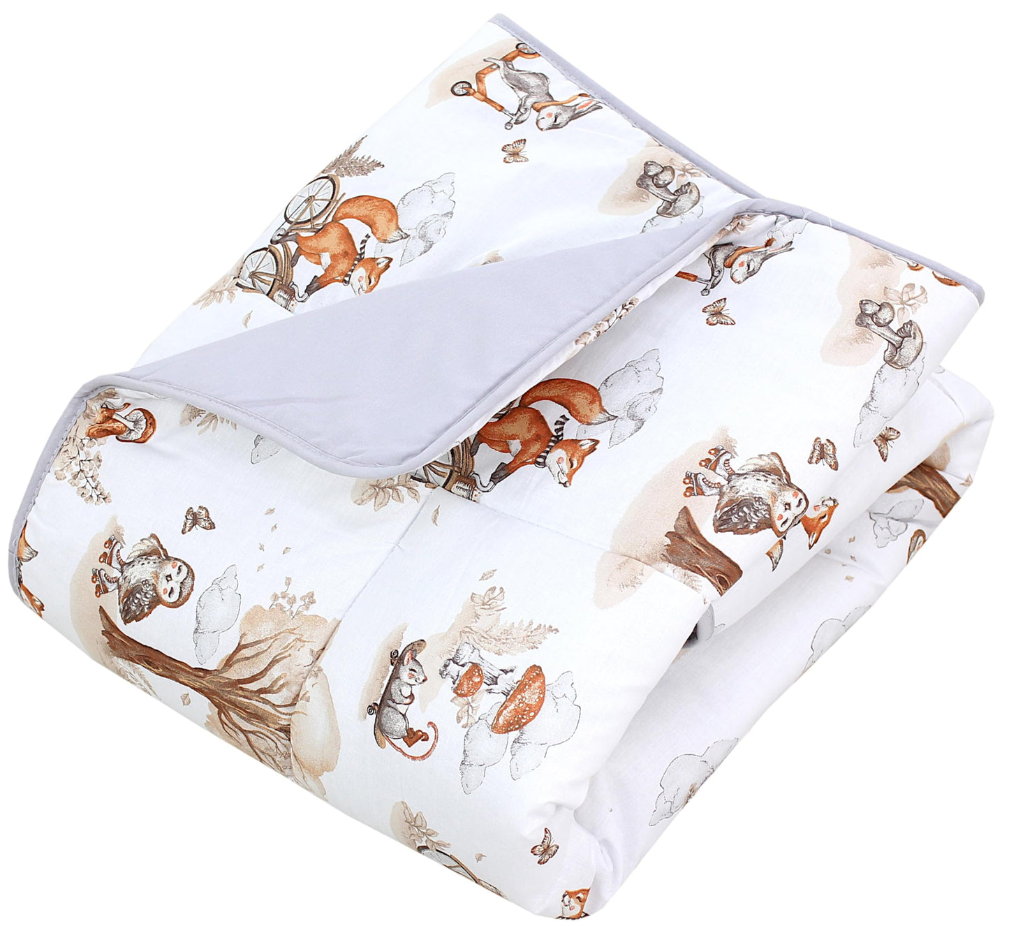 TupTam Krabbeldecke für Baby 120x120 cm - Gepolsterte Spieldecke Baby Baumwolle, XXL, OEKO-TEX, Weich & Hautfreundlich, Farbe: Wald/Beige - Meloni2