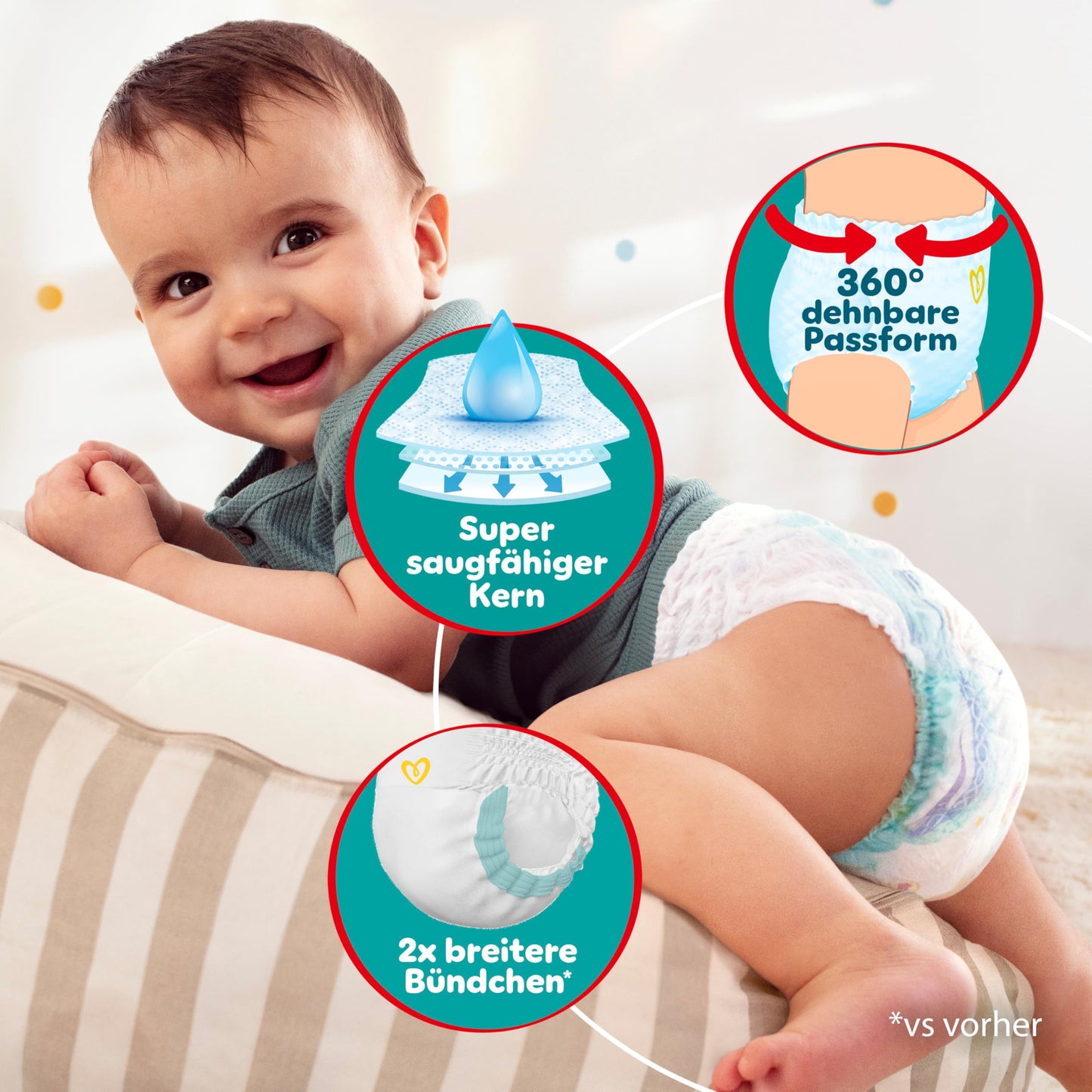 Pampers Baby-Dry Pants Größe 6, 138 Windeln, 13kg-19kg, 360° Passform hilft, Auslaufen zu verhindern