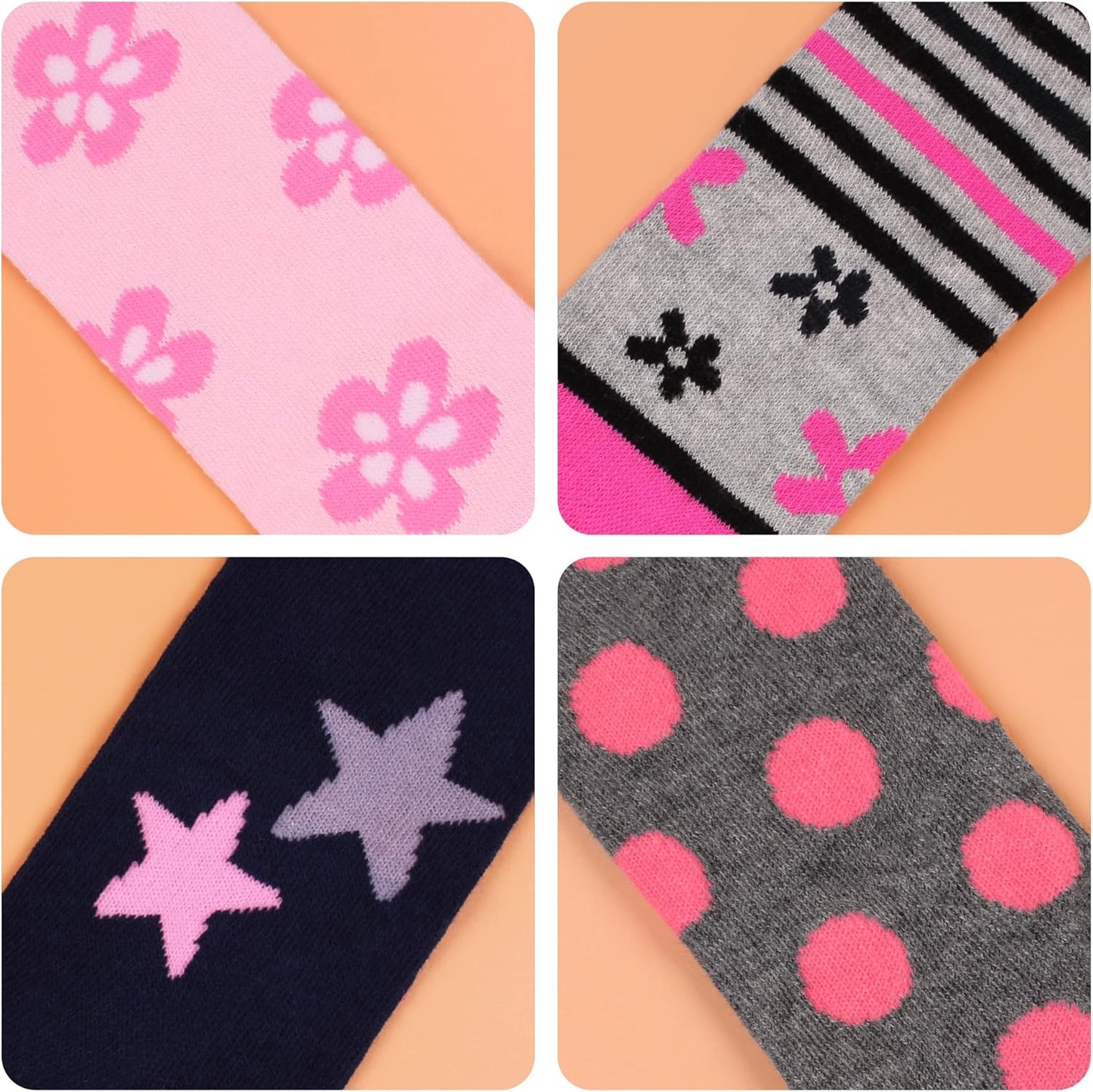 L&K-II Pack of 4 Baby Tights for Baby Girls with Dots Stripes Carzen and Butterfly Motif 2762