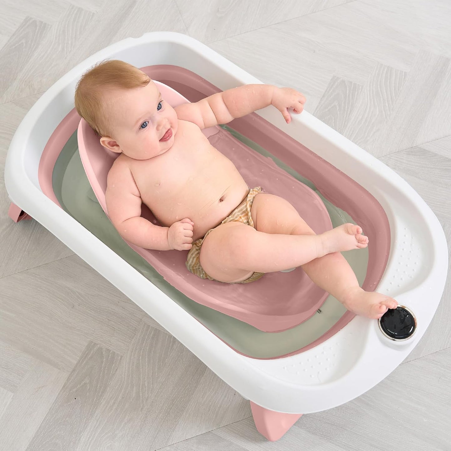 Faltbar Baby Badewanne Mit Rutschfestem Badewannensitz - Babywanne Xxl Mit Badethermometer - Von Der Geburt Bis 3 Jahre - Baby Bathtub - Babygeschenk - Geburtsgeschenke Für Mädchen & Jungen