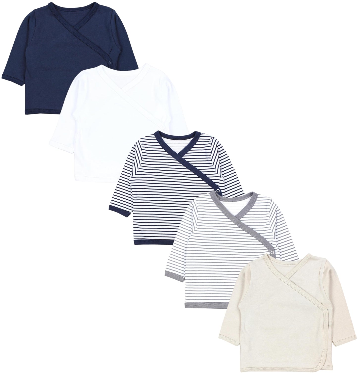 TupTam Baby Jungen Langarm Wickelshirt Baumwolle 5er Set