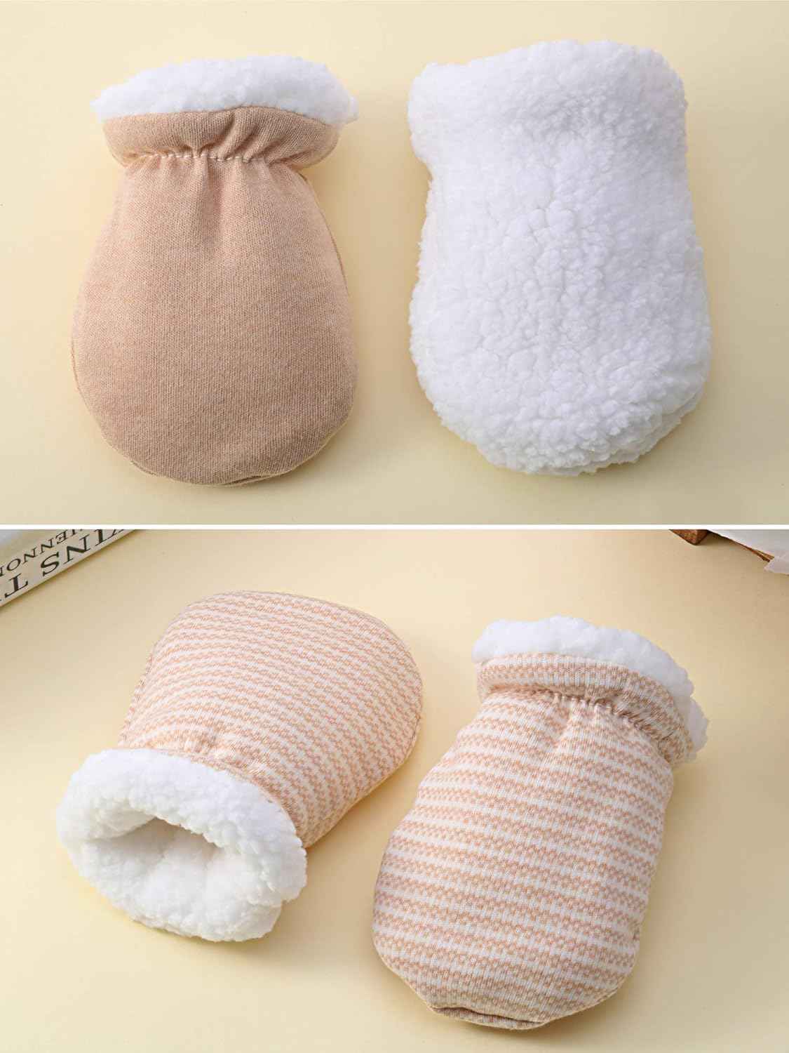 3 Paare Baby Fäustling Handschuhe Warme Baumwoll Handschuhe Baby Jungen Mädchen Winter Handschuhe Säugling Neugeborenen Wolle Gefüttert Handschuhe für 0-12 Monate (Farbe A)