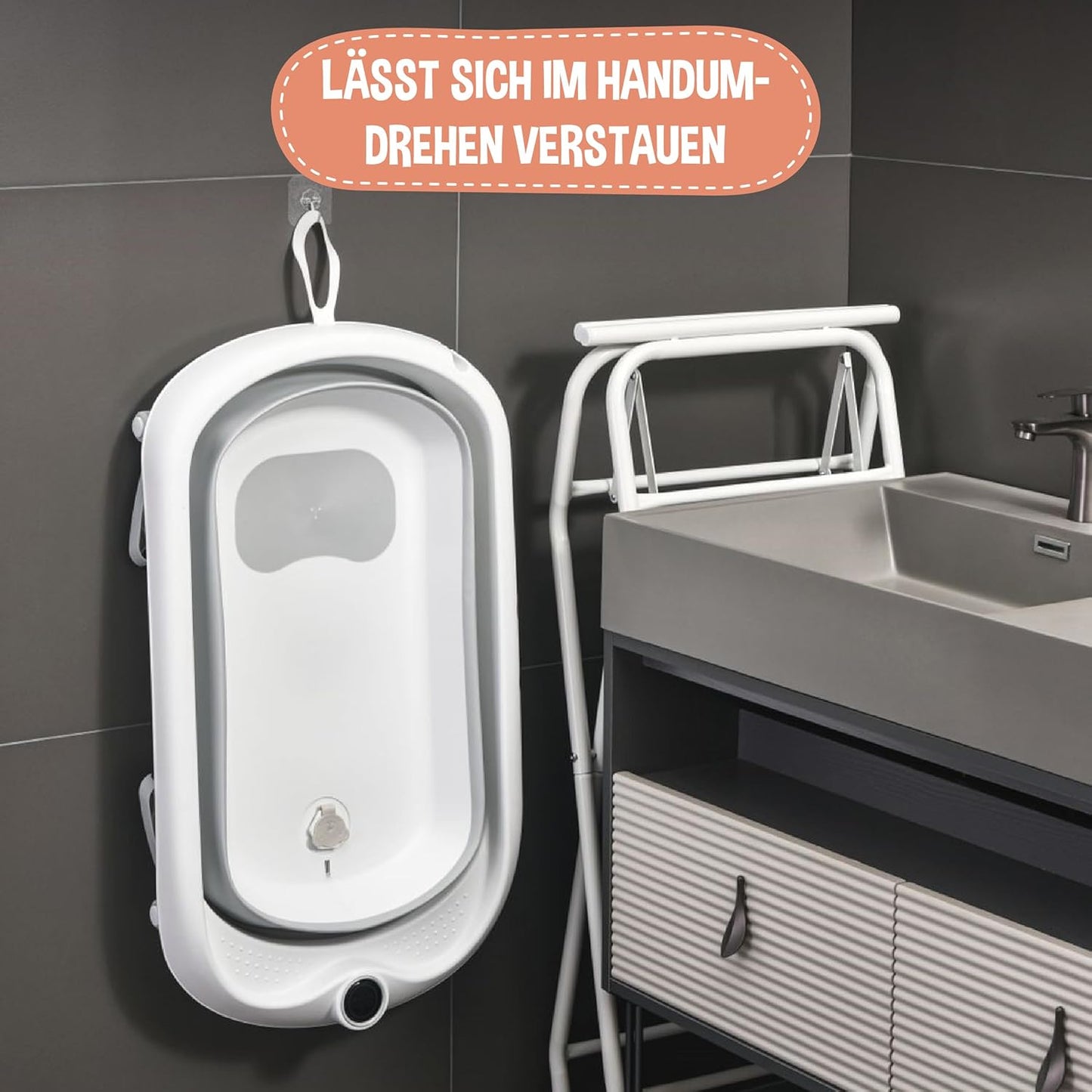Faltbar Baby Badewanne Mit Rutschfestem Badewannensitz - Babywanne Xxl Mit Badethermometer - Von Der Geburt Bis 3 Jahre - Baby Bathtub - Babygeschenk - Geburtsgeschenke Für Mädchen & Jungen