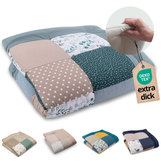 ULLENBOOM Krabbeldecke für Baby 100x100 cm, 100% OEKO-TEX Materialien, Made in EU, Dick & weich gepolstert, Sandblume - ideal als Babydecke, Laufgittereinlage & Spieldecke Baby - Meloni2