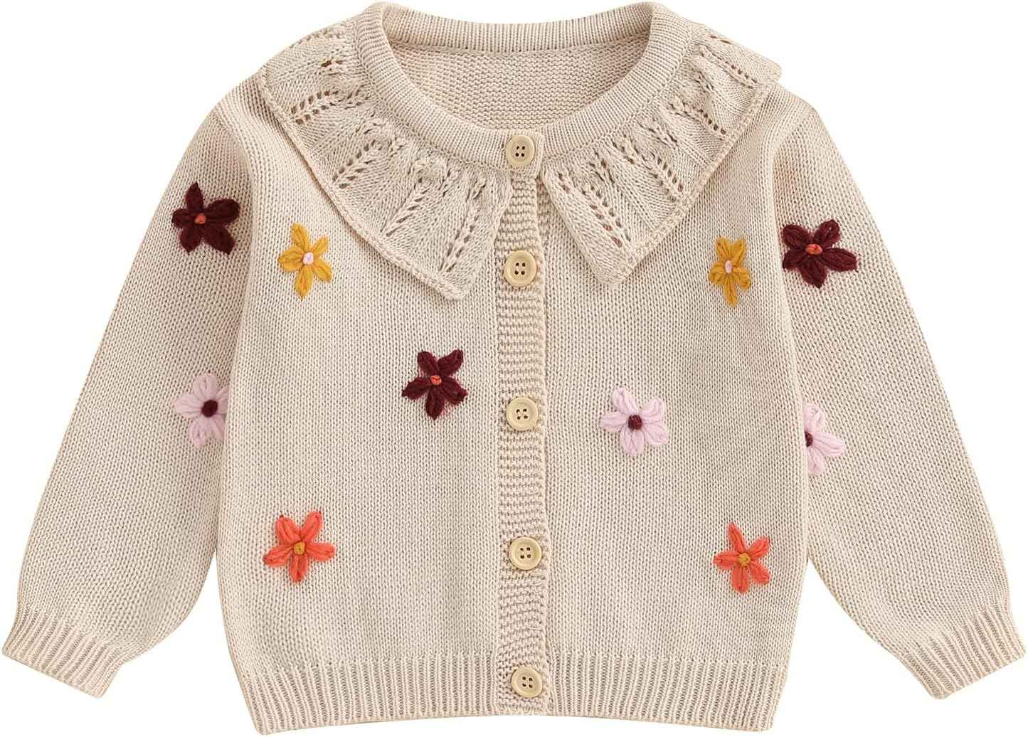 FOMOYUU Strickjacke für Kleinkinder und Neugeborene, Mädchen, langärmelig, Knopfleiste, Sweatshirt, Jacke, Herbst-Outfits