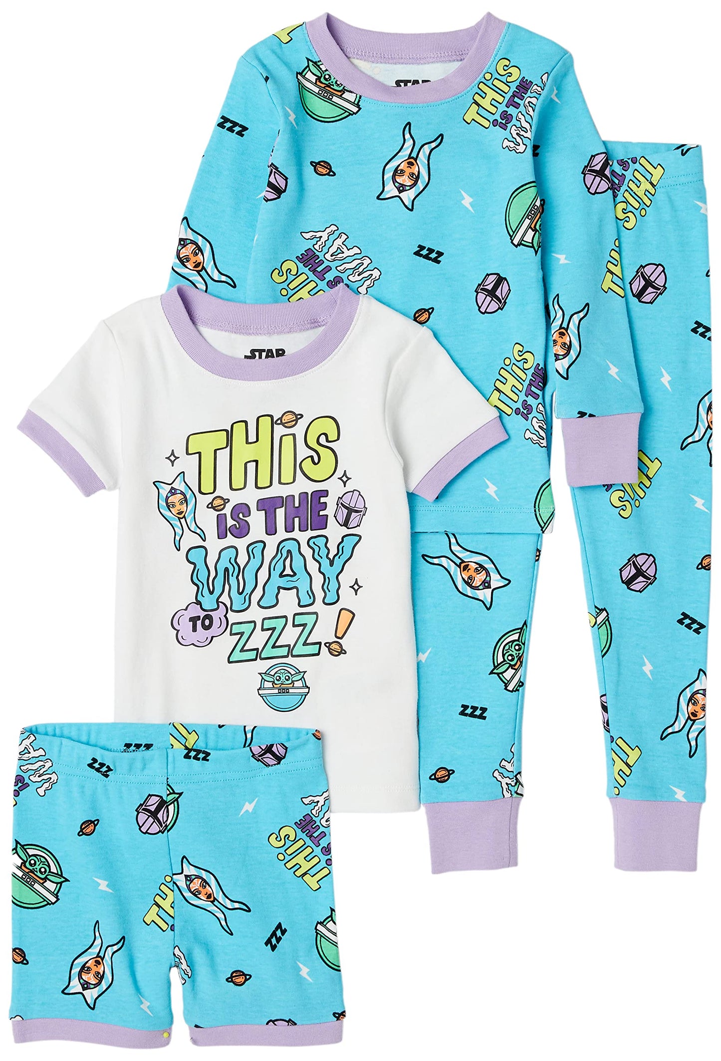 Essentials Disney | Marvel | Star Wars Baby und Mädchen Pyjama-Set, 4-Teilig (Zuvor Spotted Zebra)