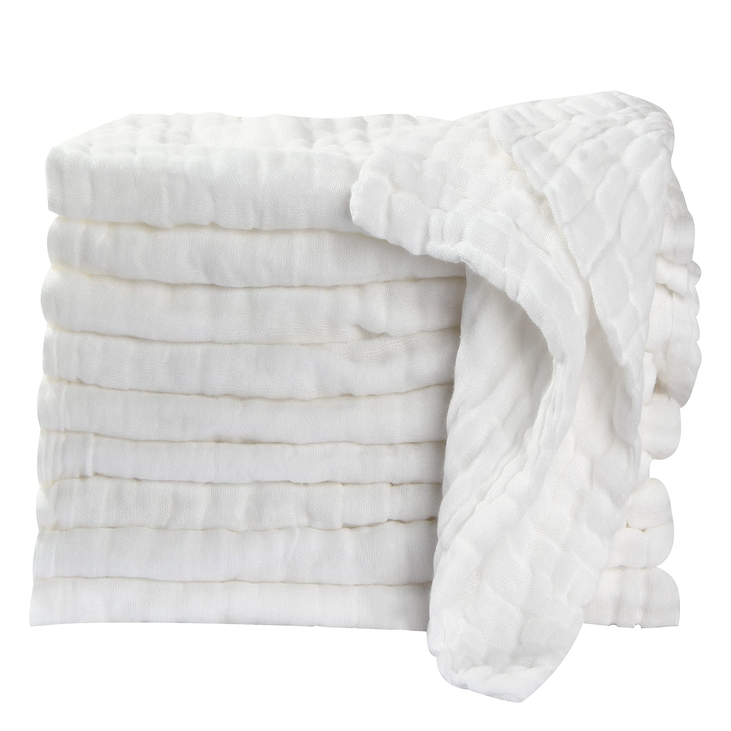Koo-dib Baby Musselin Waschlappen Tuch Mullwindeln Spucktücher -Handtücher Weiche Neugeborene Gesichtstücher Saugfähig Junge Mädchen Sabberlätzchen 10 Stück 25x25 cm lätzchen