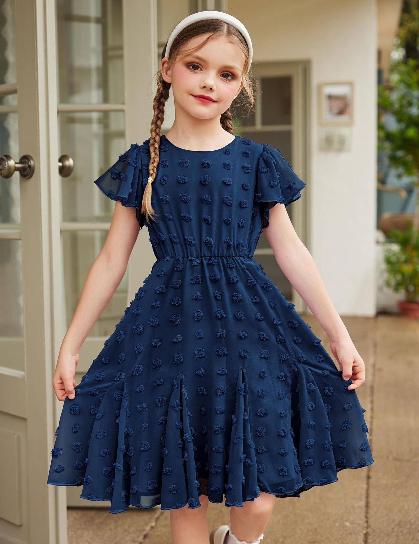 Flypigs Kleid Mädchen Festlich Hochzeit Party Kurzarm Sommer Freizeitkleid Prinzessin Chiffon Kleider Kinder Teenager Kleidung 3-12 Jahre